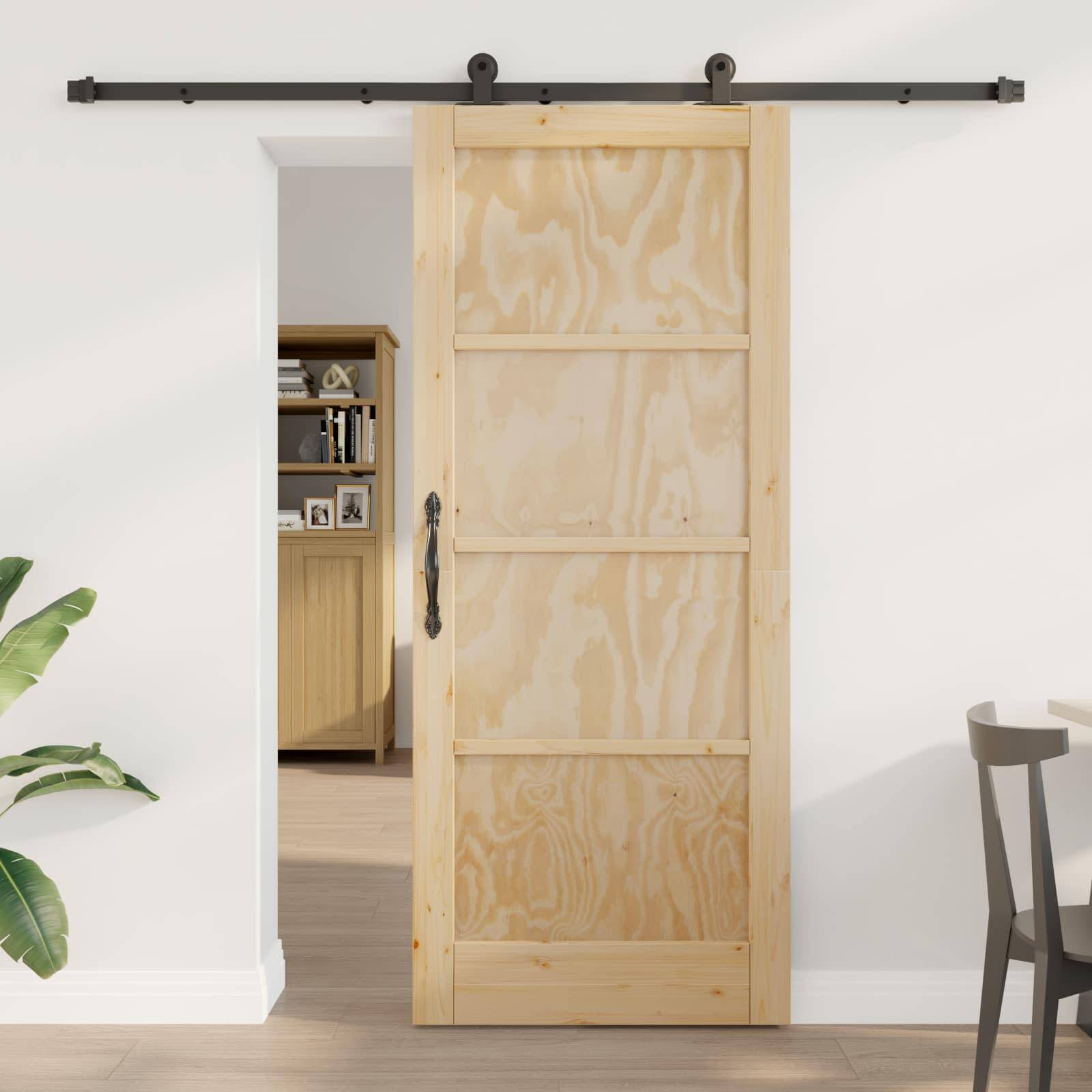vidaXL Schiebetür ORKDAL Natur 83 x 202 cm Massives Kiefernholz