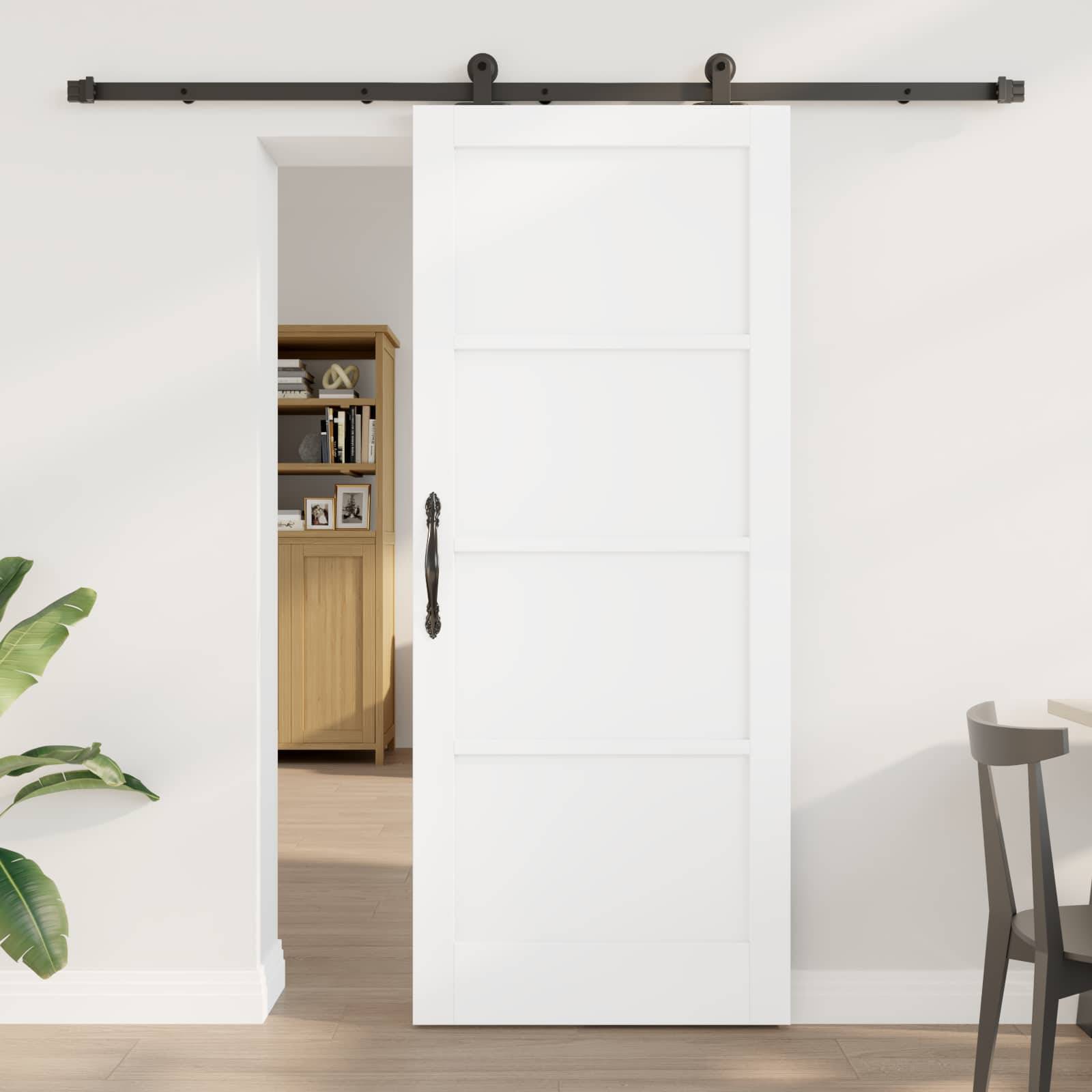 vidaXL Schiebetür ORKDAL Weiß 83 x 202 cm Massives Kiefernholz