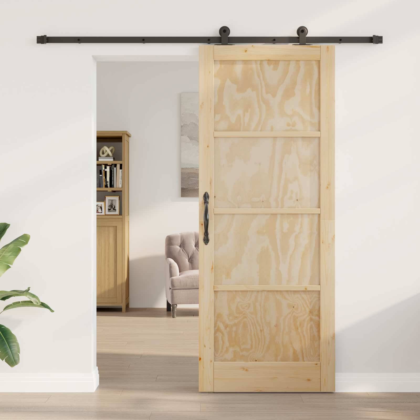 vidaXL Schiebetür ORKDAL Natur 83 x 211 cm Massives Kiefernholz