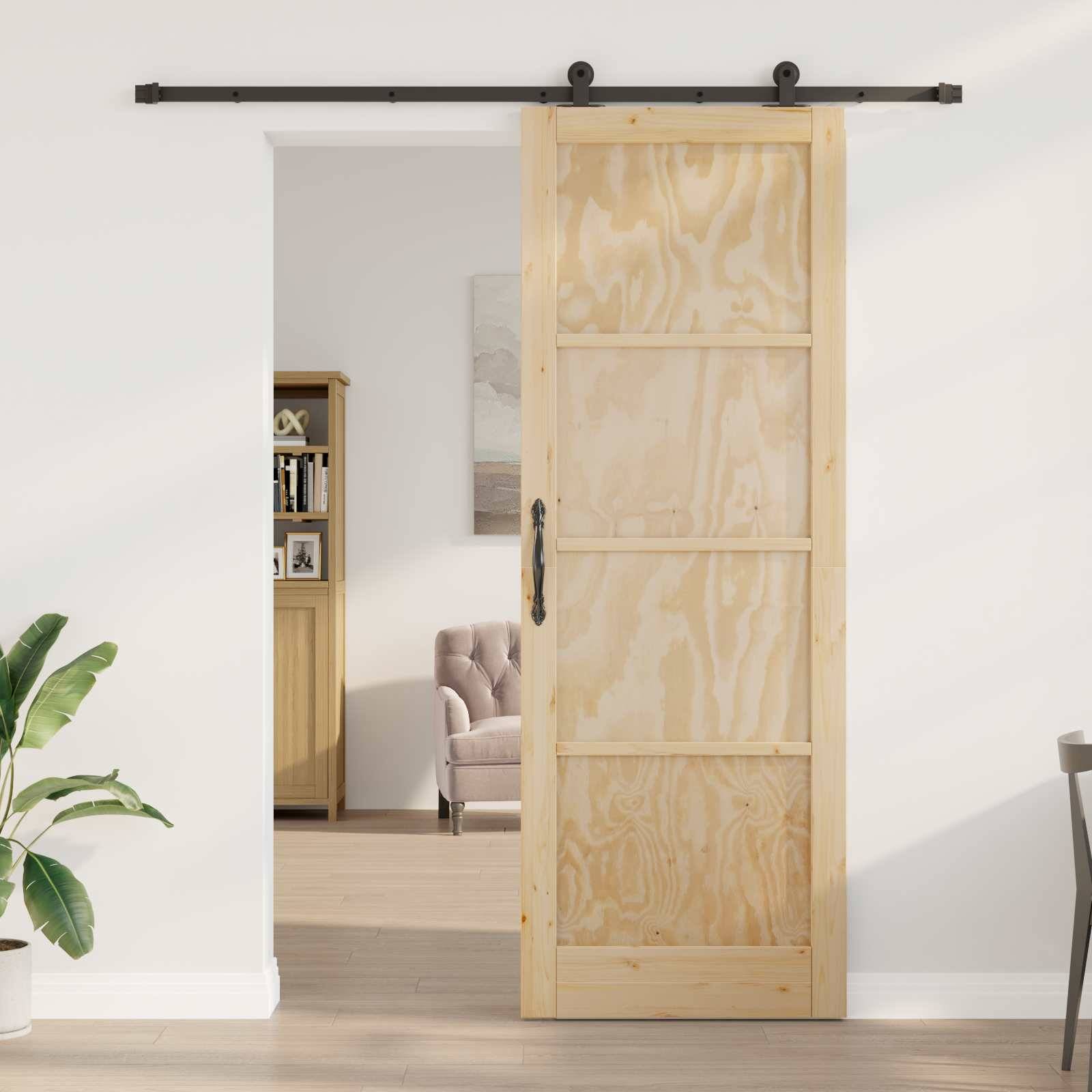 vidaXL Schiebetür ORKDAL Natur 83 x 232 cm Massives Kiefernholz