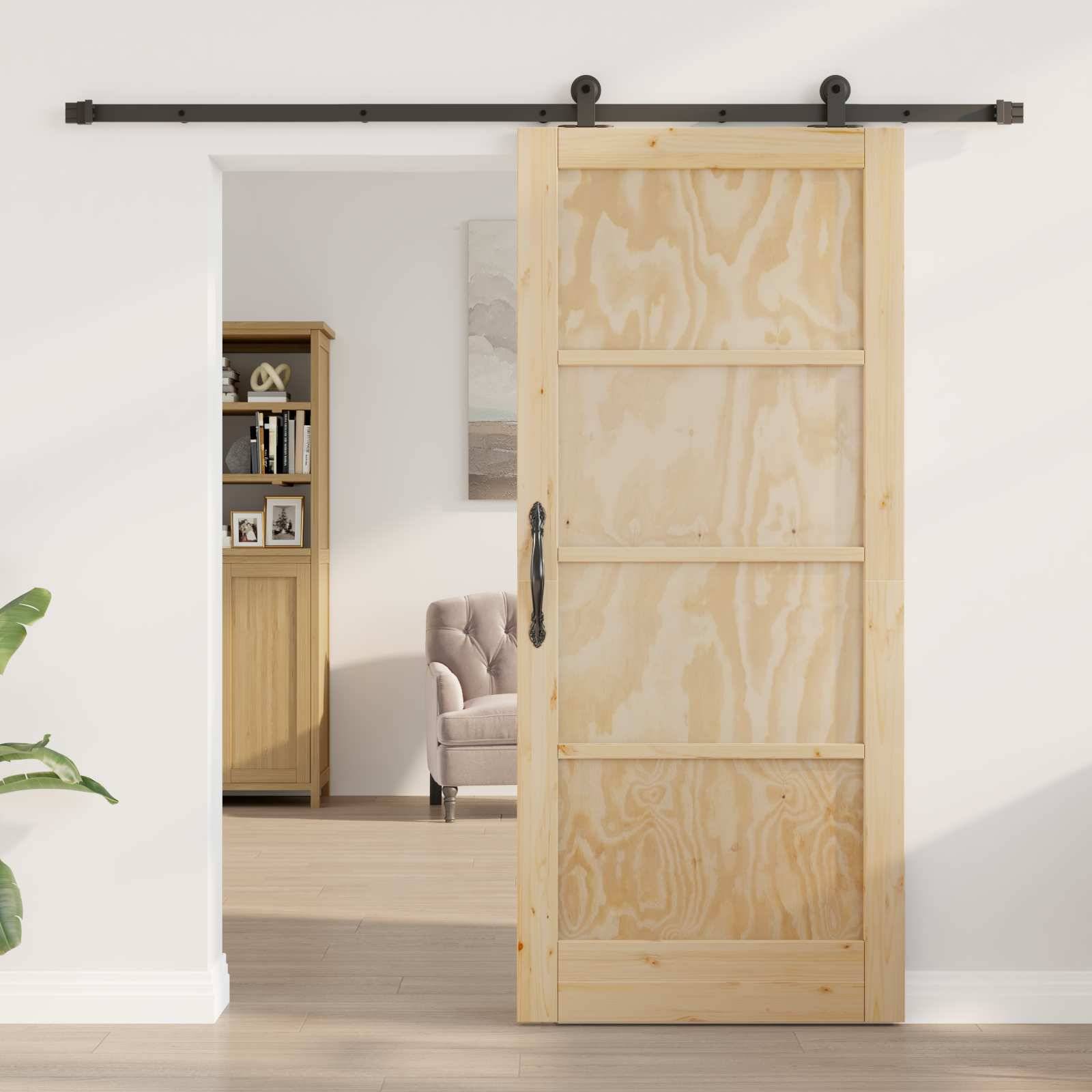 vidaXL Schiebetür ORKDAL Natur 86 x 198,5 cm Massives Kiefernholz