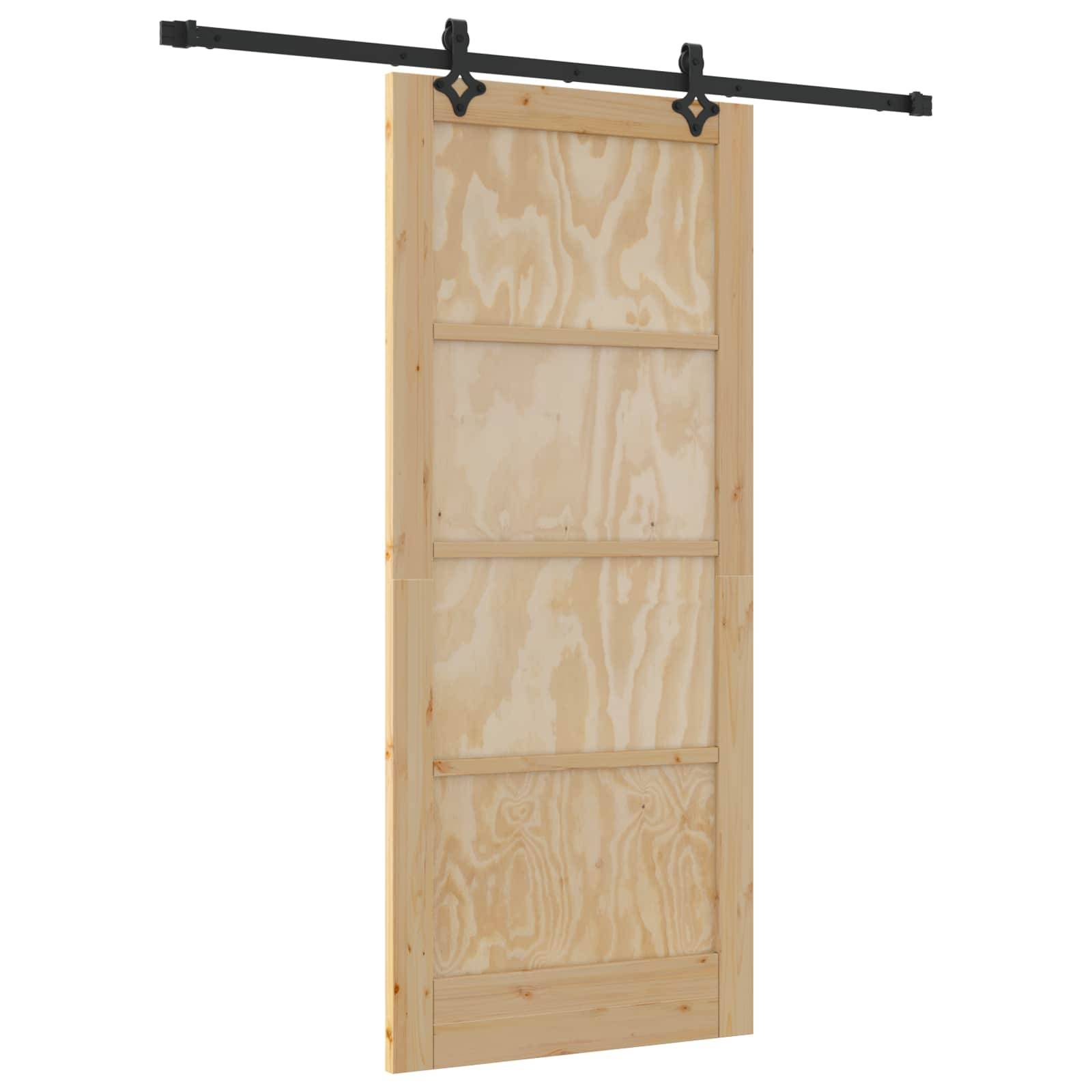 vidaXL Schiebetür Natürlich und Schwarz 86 x 198,5 cm