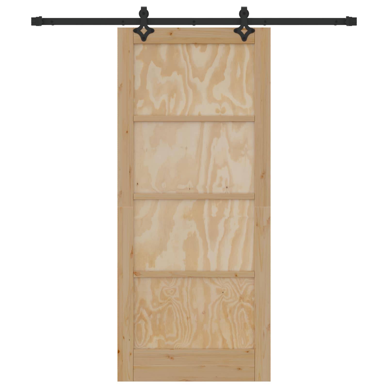vidaXL Schiebetür Natürlich und Schwarz 86 x 198,5 cm