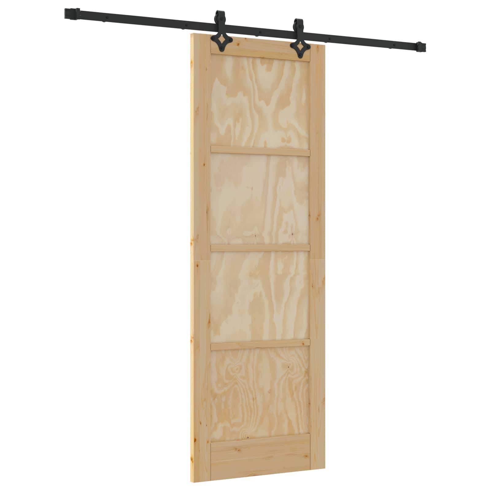 vidaXL Schiebetür Natürlich und Schwarz 73,5 x 211 cm