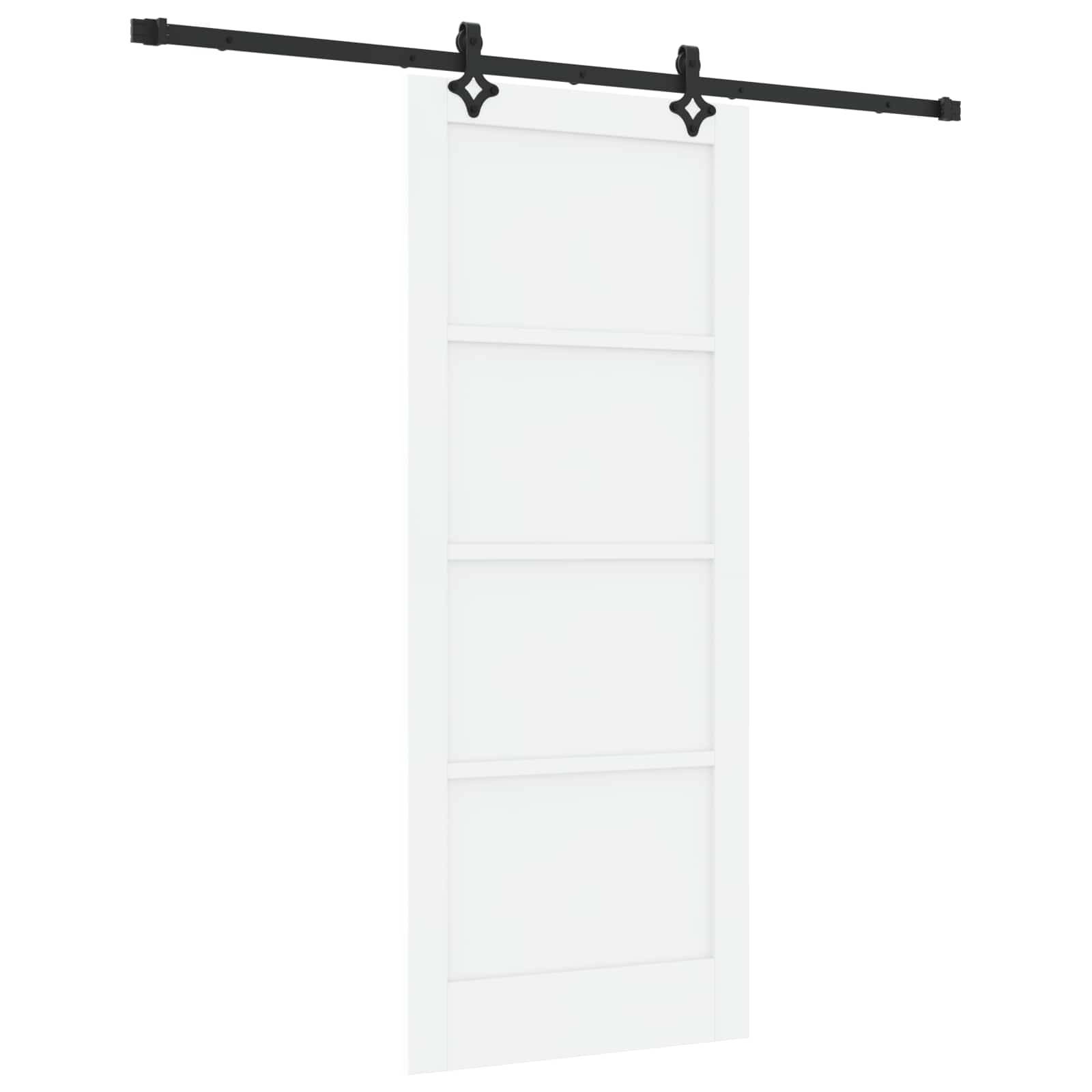 vidaXL Schiebetür Weiß und Schwarz 83 x 202 cm Massives Kiefernholz