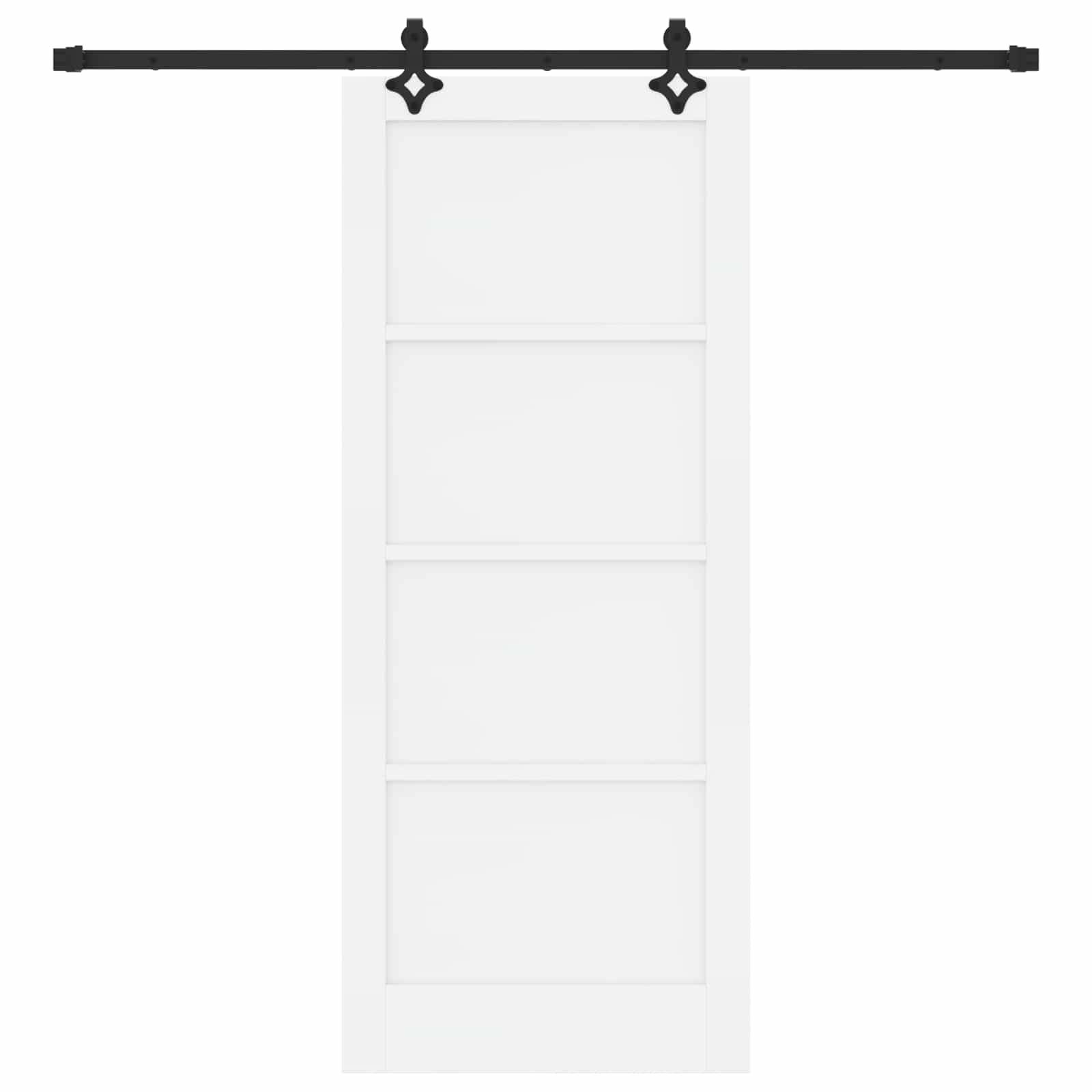 vidaXL Schiebetür Weiß und Schwarz 83 x 202 cm Massives Kiefernholz