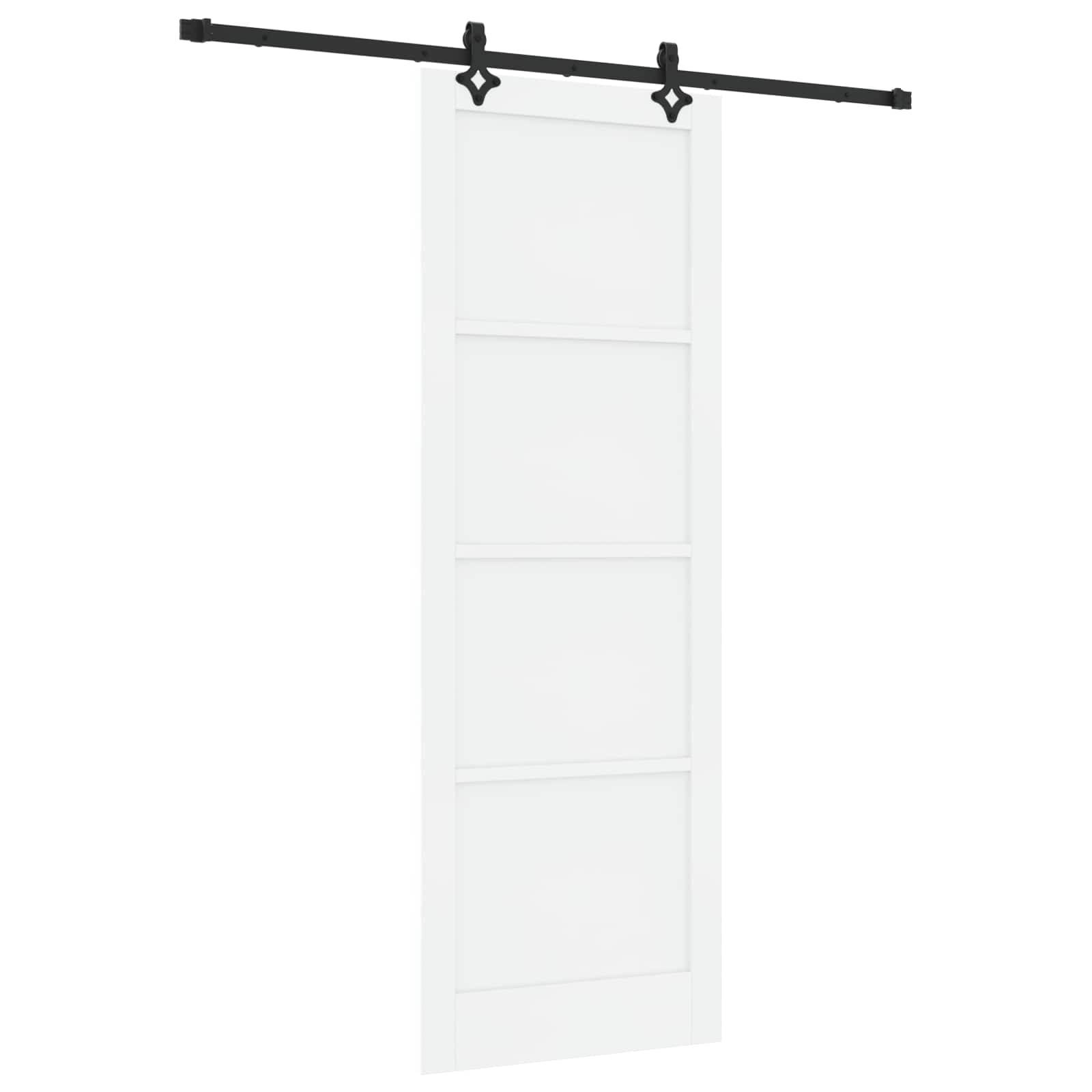 vidaXL Schiebetür Weiß und Schwarz 83 x 232 cm Massives Kiefernholz