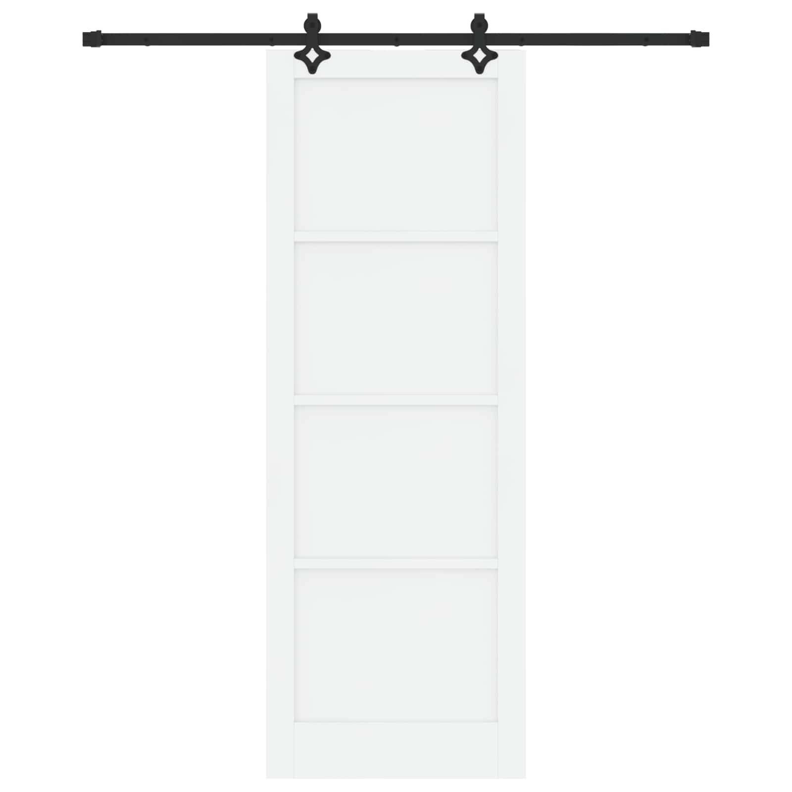 vidaXL Schiebetür Weiß und Schwarz 83 x 232 cm Massives Kiefernholz