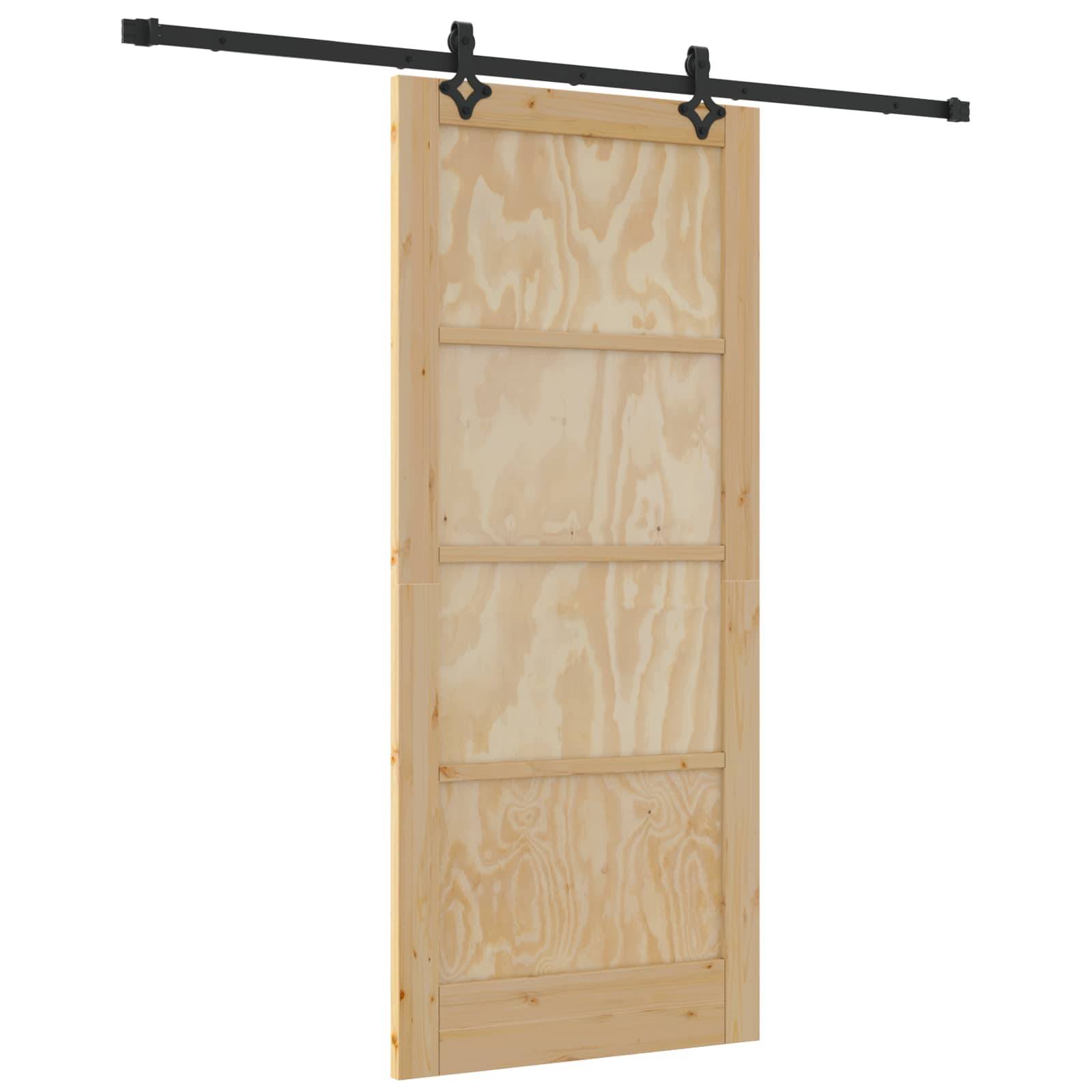 vidaXL Schiebetür Natürlich und Schwarz 86 x 198,5 cm
