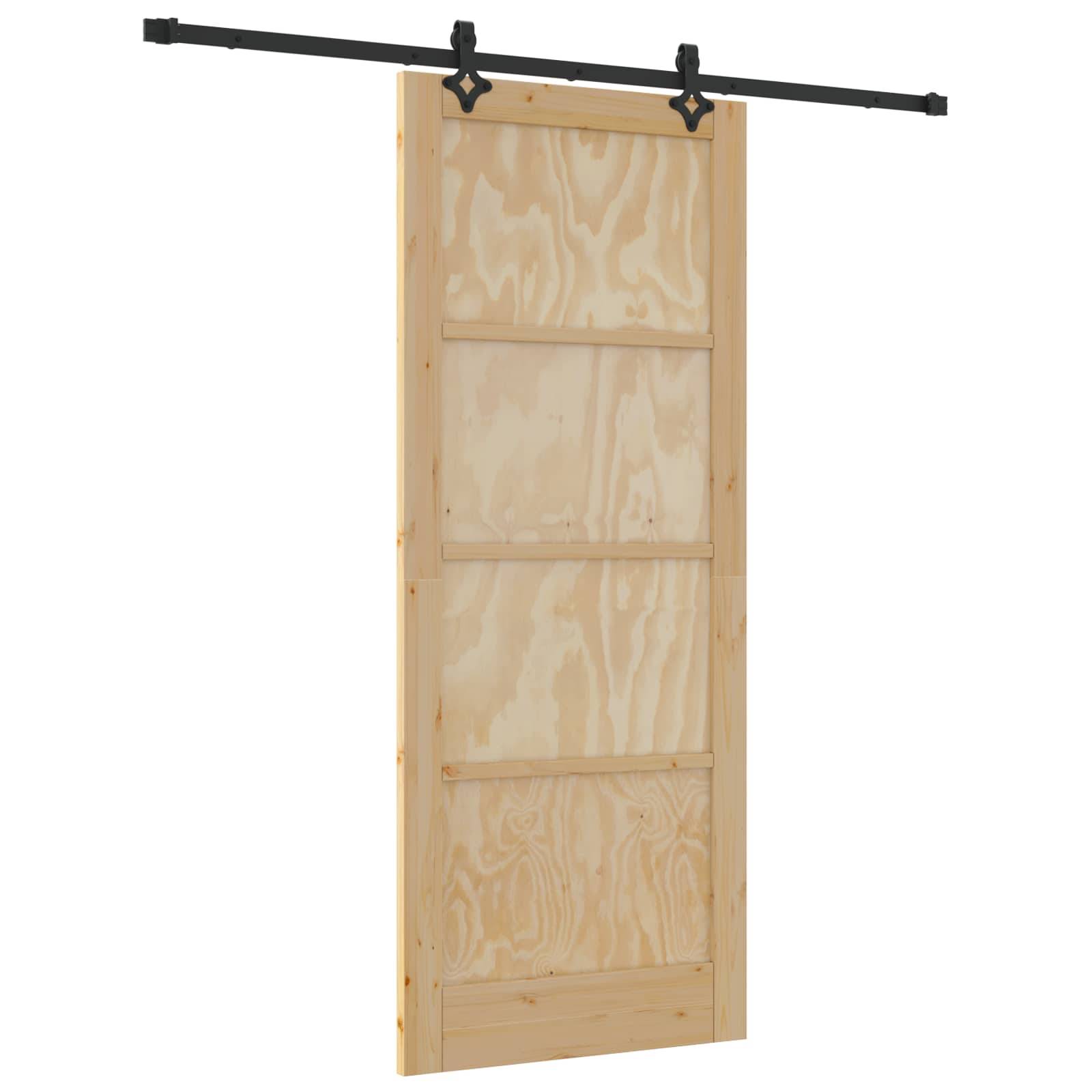 vidaXL Schiebetür Natürlich und Schwarz 86 x 211 cm