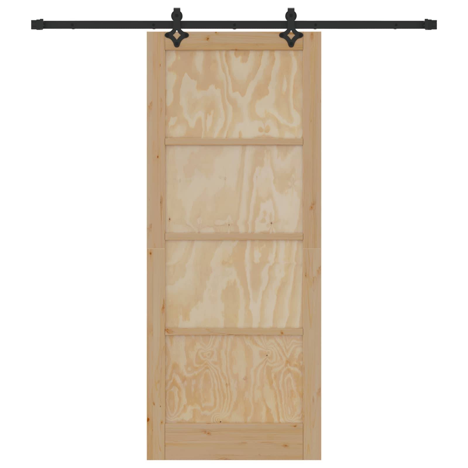 vidaXL Schiebetür Natürlich und Schwarz 86 x 211 cm