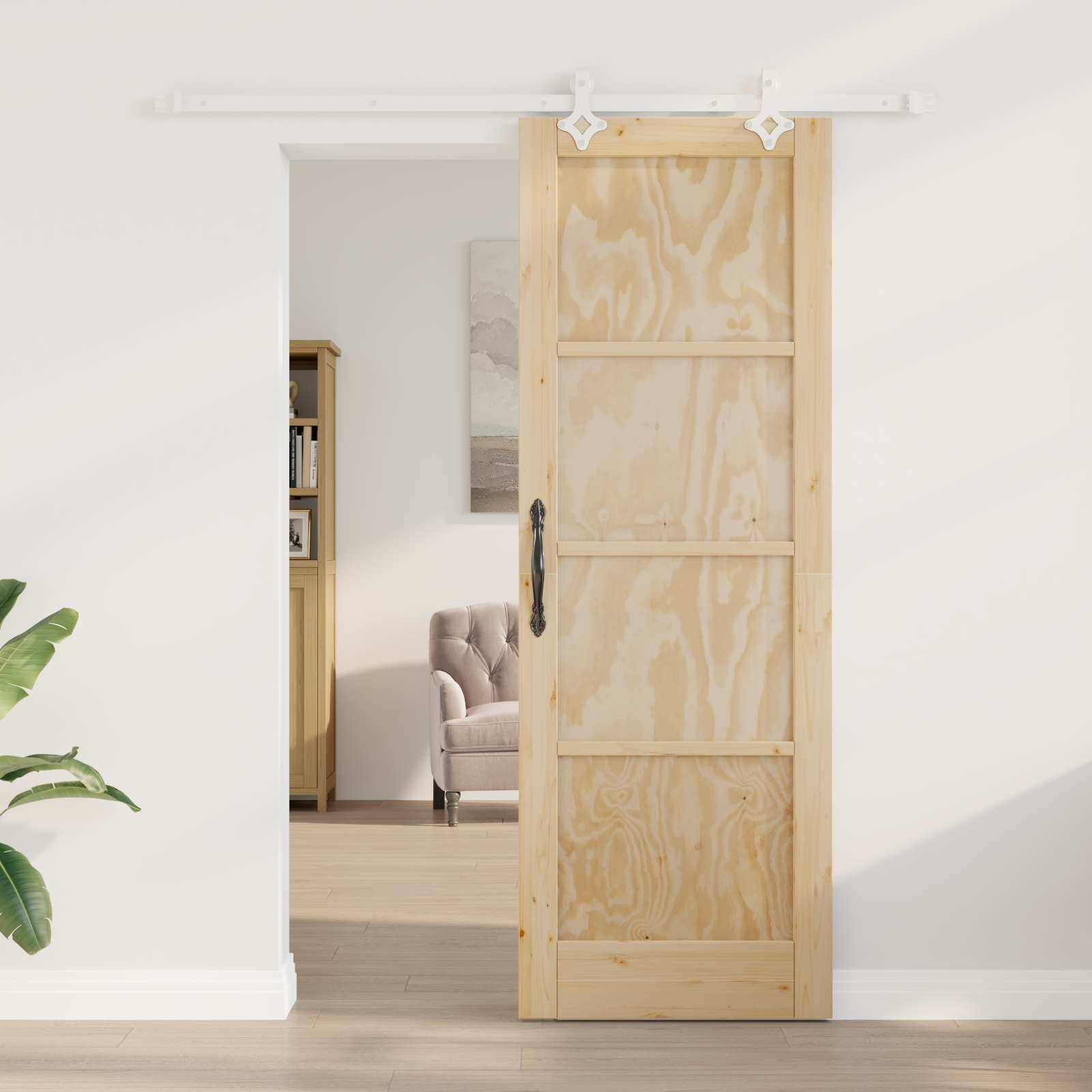 vidaXL Schiebetür Natürlich und Weiß 73,5 x 211 cm