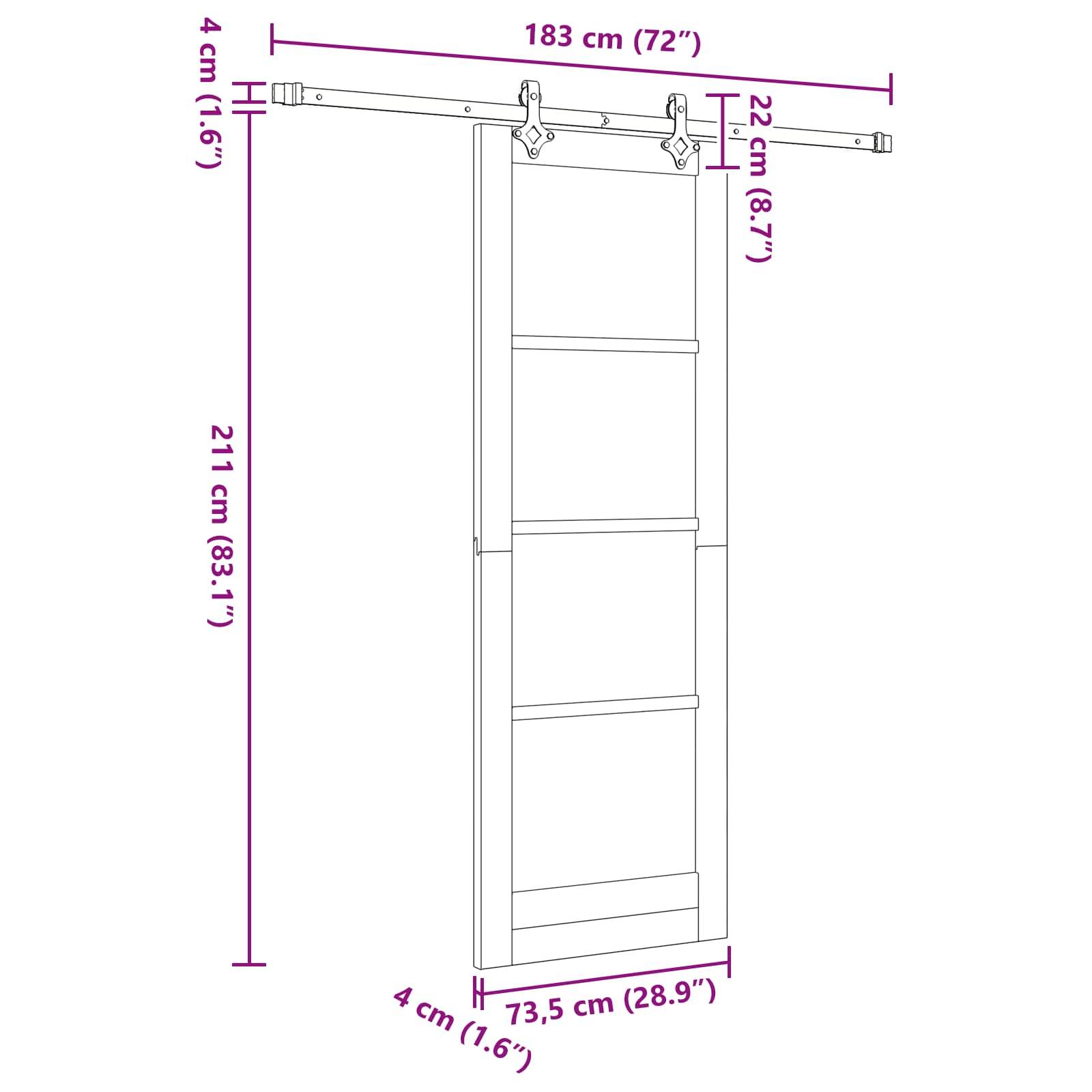 vidaXL Schiebetür Natürlich und Weiß 73,5 x 211 cm