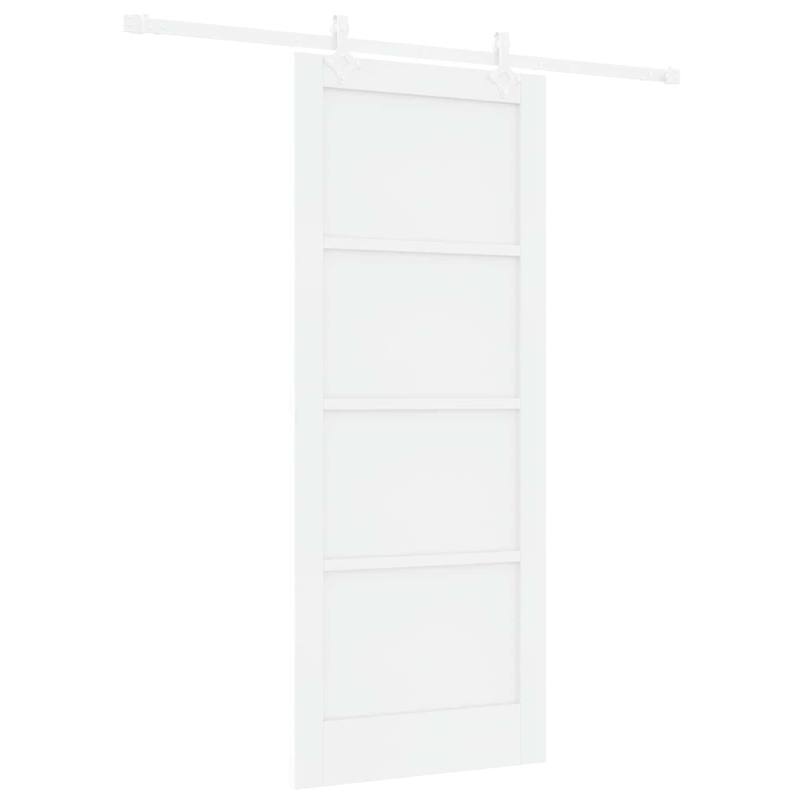 vidaXL Schiebetür Weiß 83 x 202 cm Massives Kiefernholz