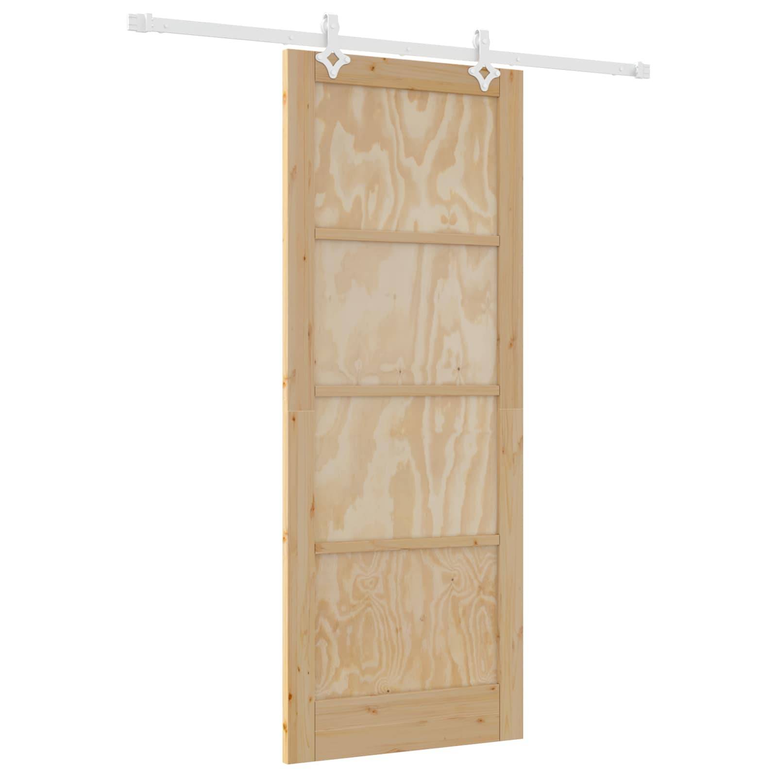 vidaXL Schiebetür Natürlich und Weiß 83 x 211 cm Massives Kiefernholz