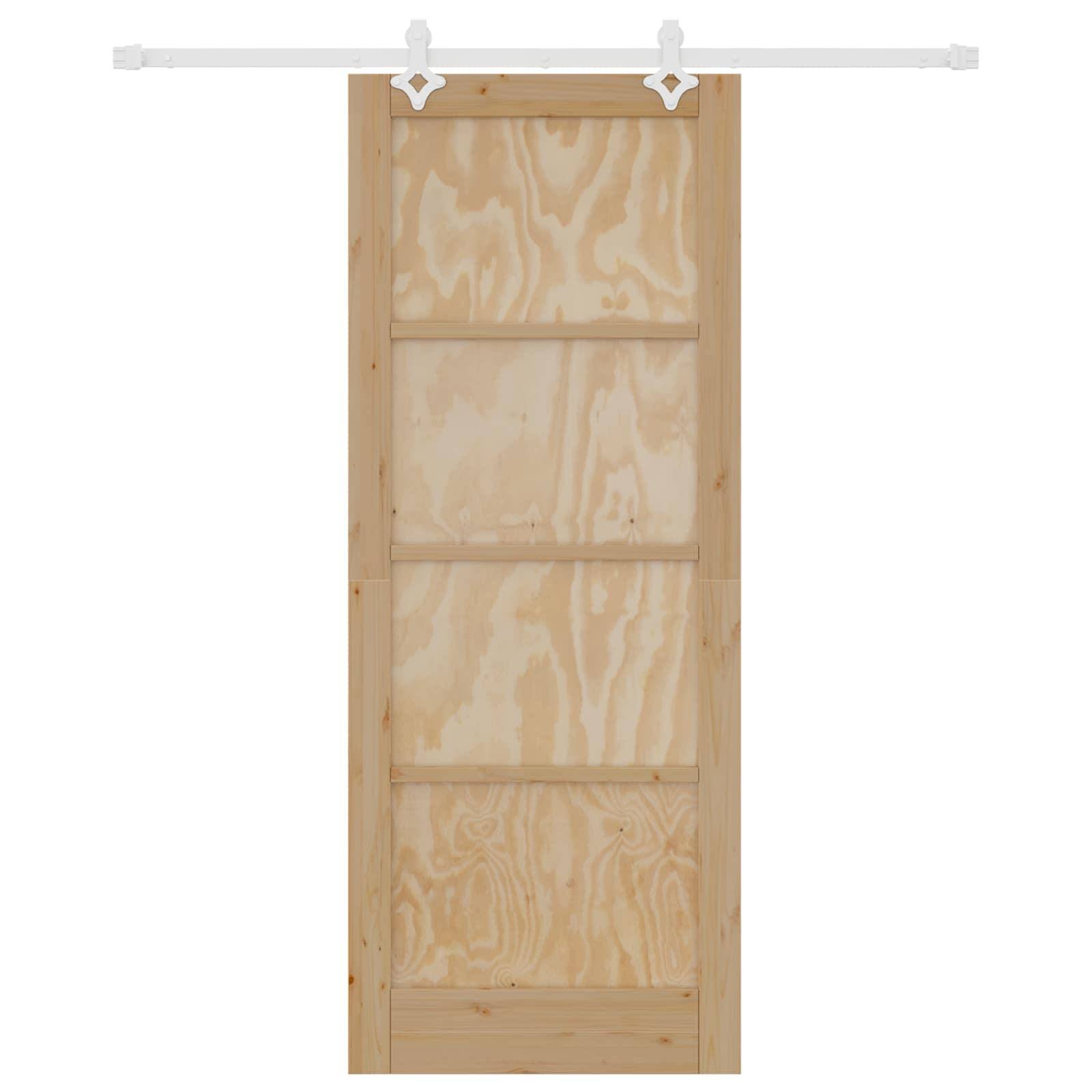 vidaXL Schiebetür Natürlich und Weiß 83 x 211 cm Massives Kiefernholz