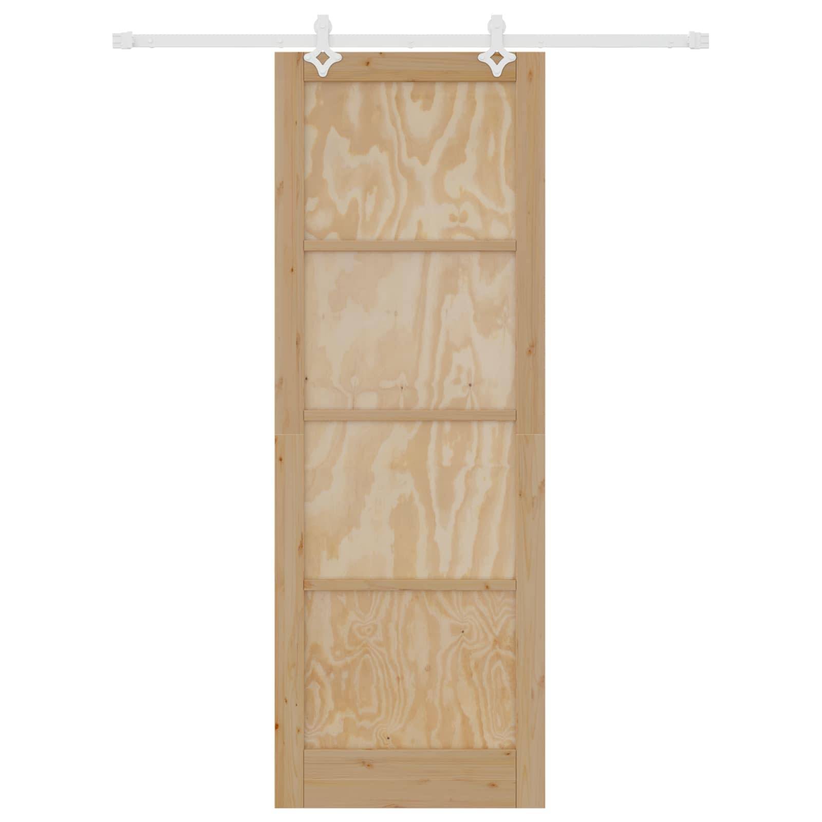 vidaXL Schiebetür Natürlich und Weiß 83 x 232 cm Massives Kiefernholz