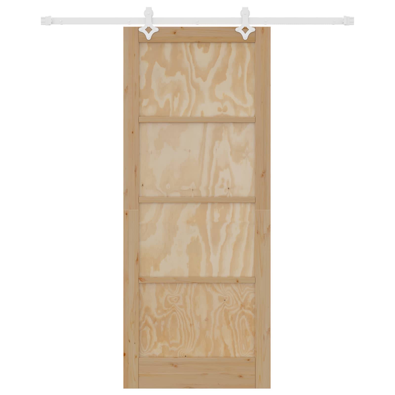 vidaXL Schiebetür Natürlich und Weiß 86 x 211 cm Massives Kiefernholz