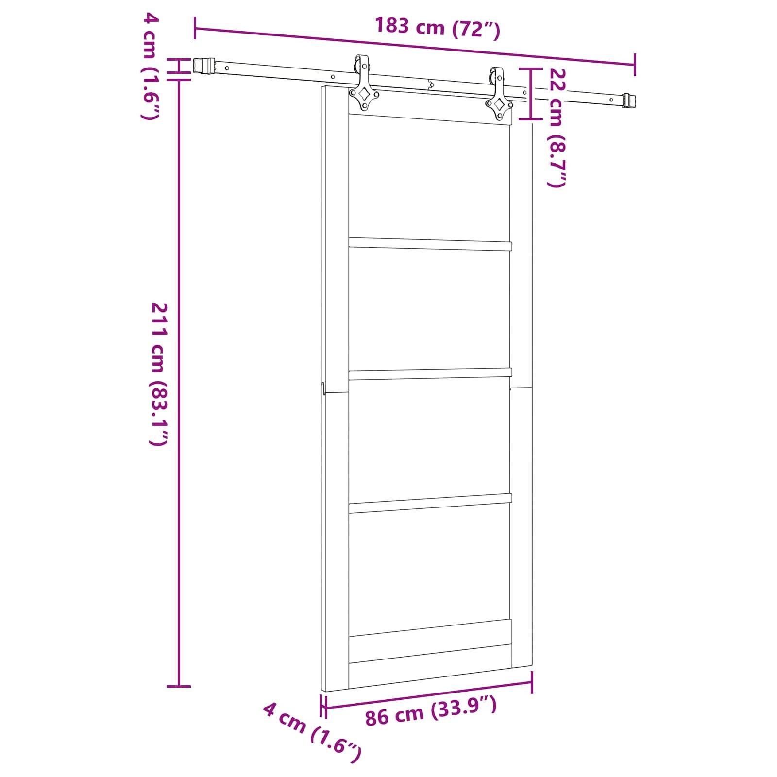 vidaXL Schiebetür Natürlich und Schwarz 86 x 211 cm
