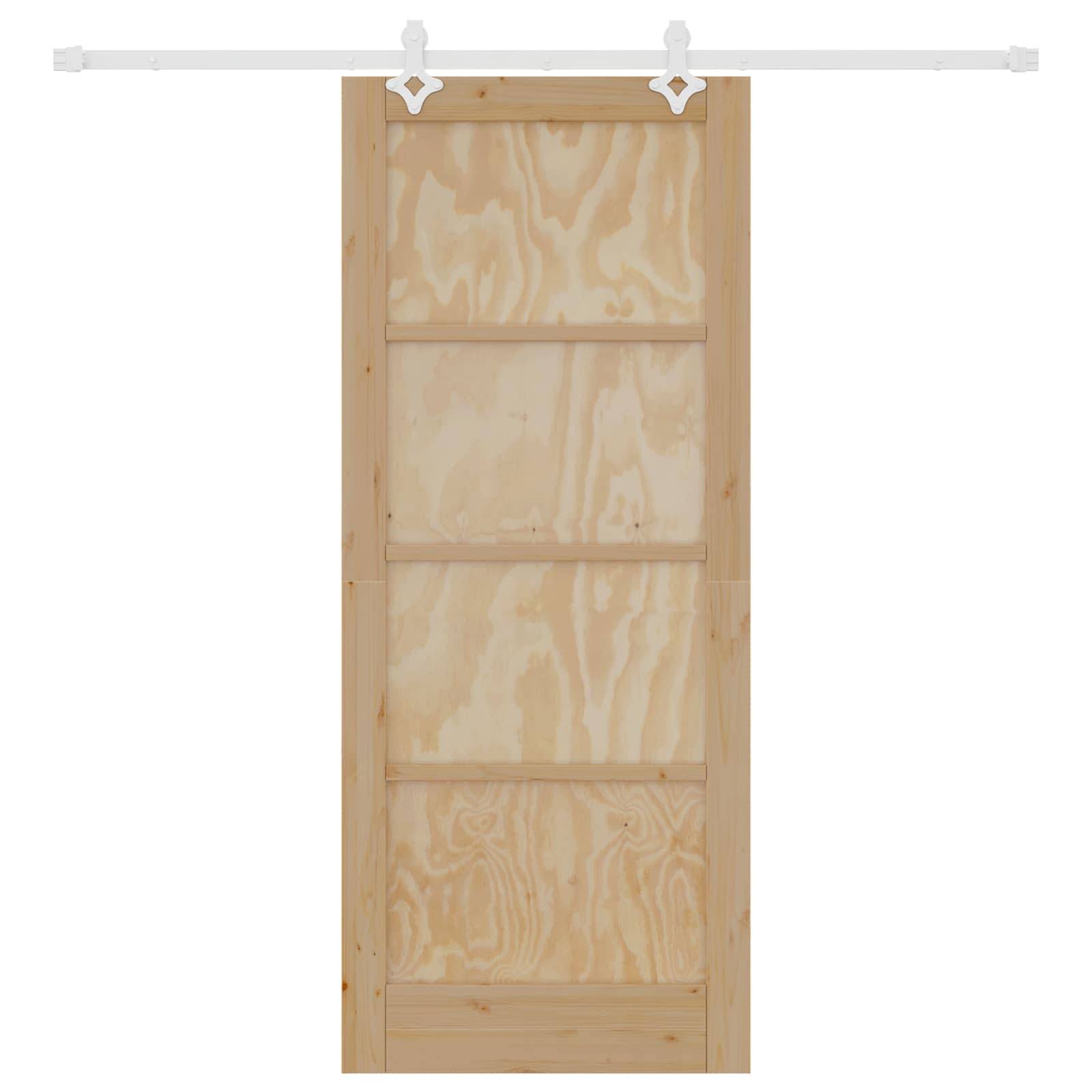 vidaXL Schiebetür Natürlich und Weiß 83 x 202 cm Massives Kiefernholz