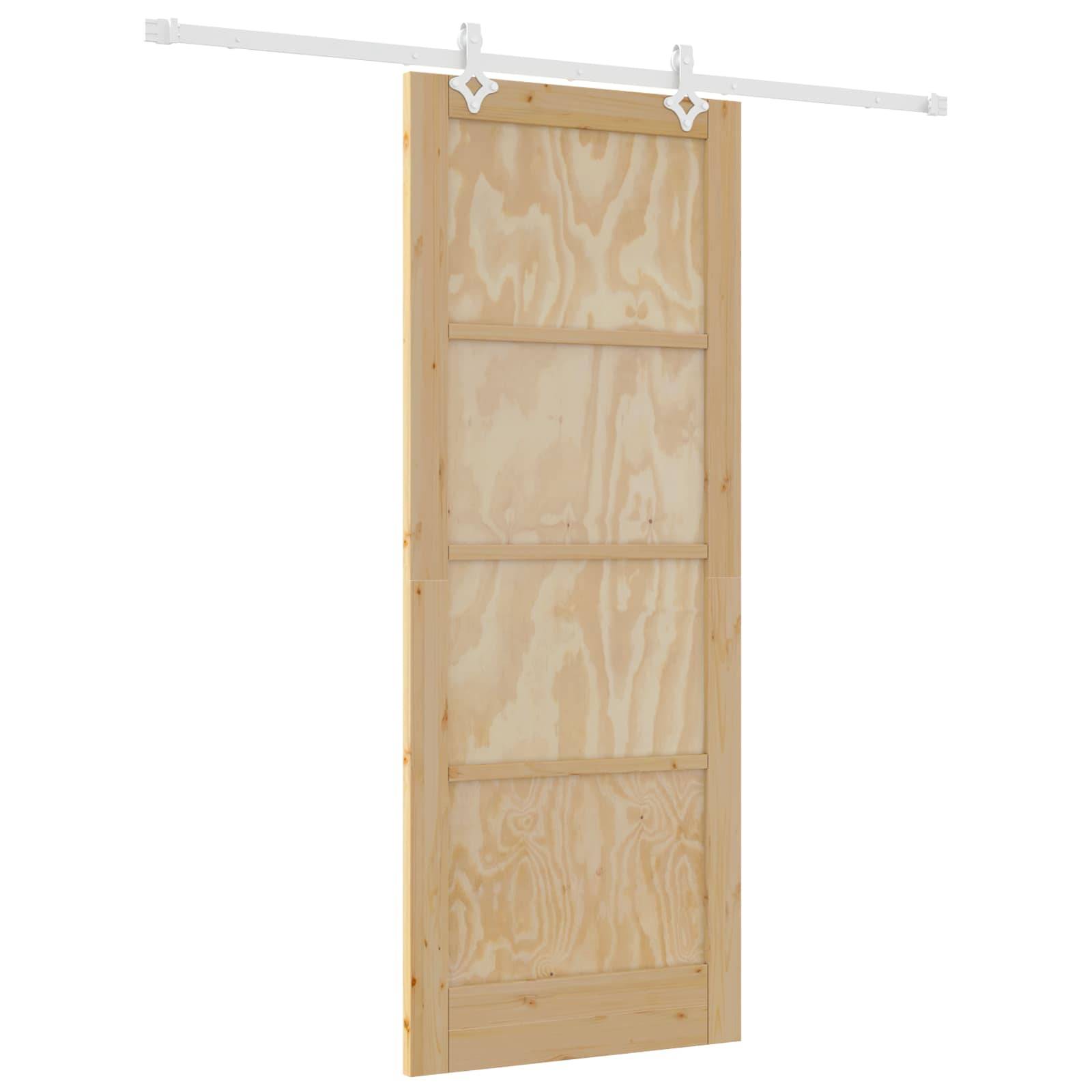 vidaXL Schiebetür Natürlich und Weiß 83 x 211 cm Massives Kiefernholz