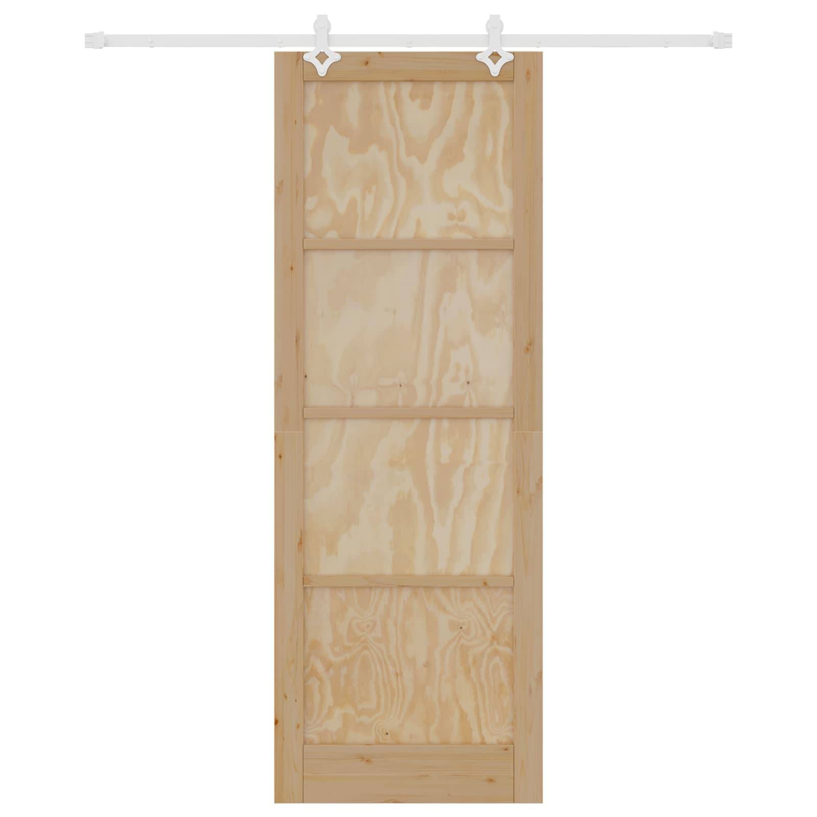 vidaXL Schiebetür Natürlich und Weiß 83 x 232 cm Massives Kiefernholz