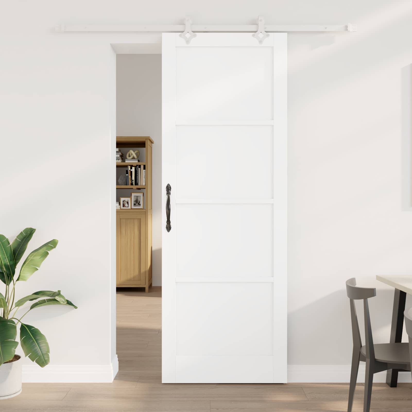 vidaXL Schiebetür Weiß 83 x 232 cm Massives Kiefernholz