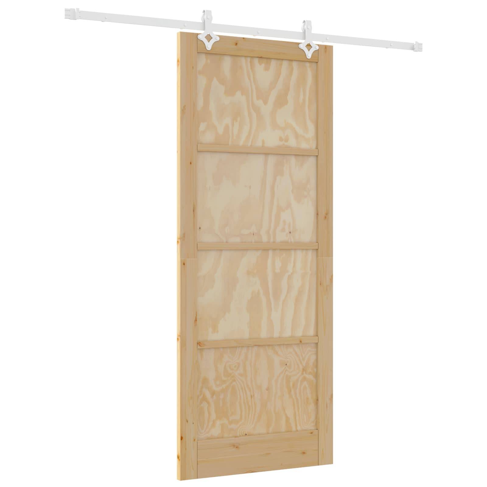 vidaXL Schiebetür Natürlich und Weiß 86 x 211 cm Massives Kiefernholz