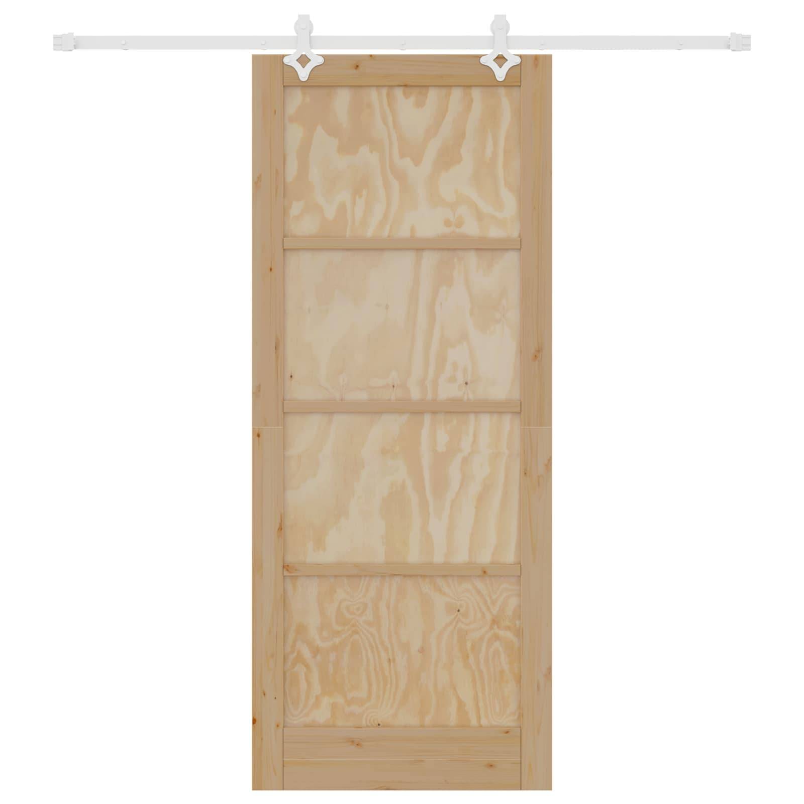 vidaXL Schiebetür Natürlich und Weiß 86 x 211 cm Massives Kiefernholz
