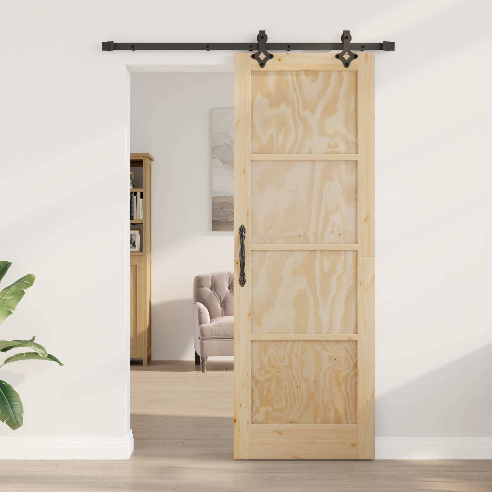 vidaXL Schiebetür ORKDAL Natur 73,5 x 211 cm Massives Kiefernholz