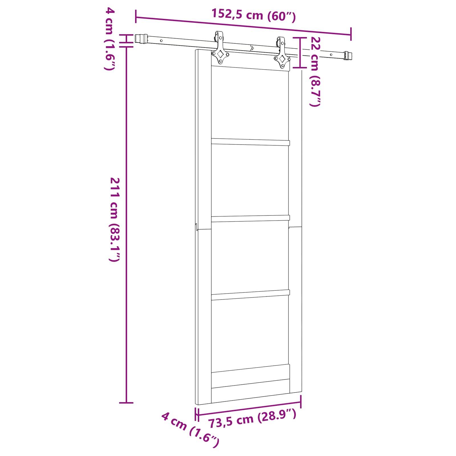 vidaXL Schiebetür ORKDAL Natur 73,5 x 211 cm Massives Kiefernholz