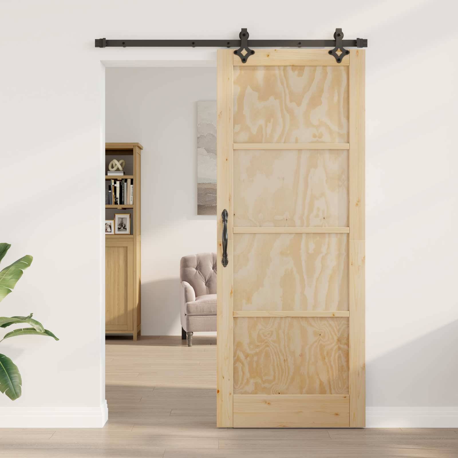 vidaXL Schiebetür ORKDAL Natur 83 x 211 cm Massives Kiefernholz