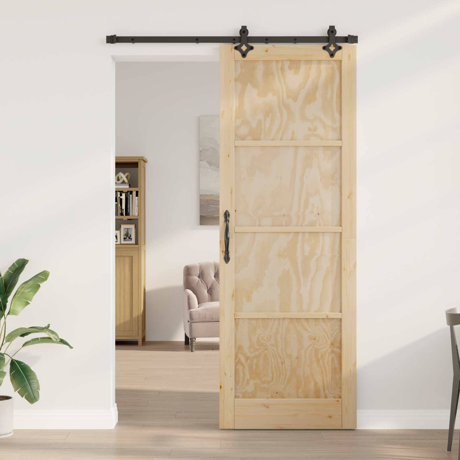 vidaXL Schiebetür ORKDAL Natur 83 x 232 cm Massives Kiefernholz