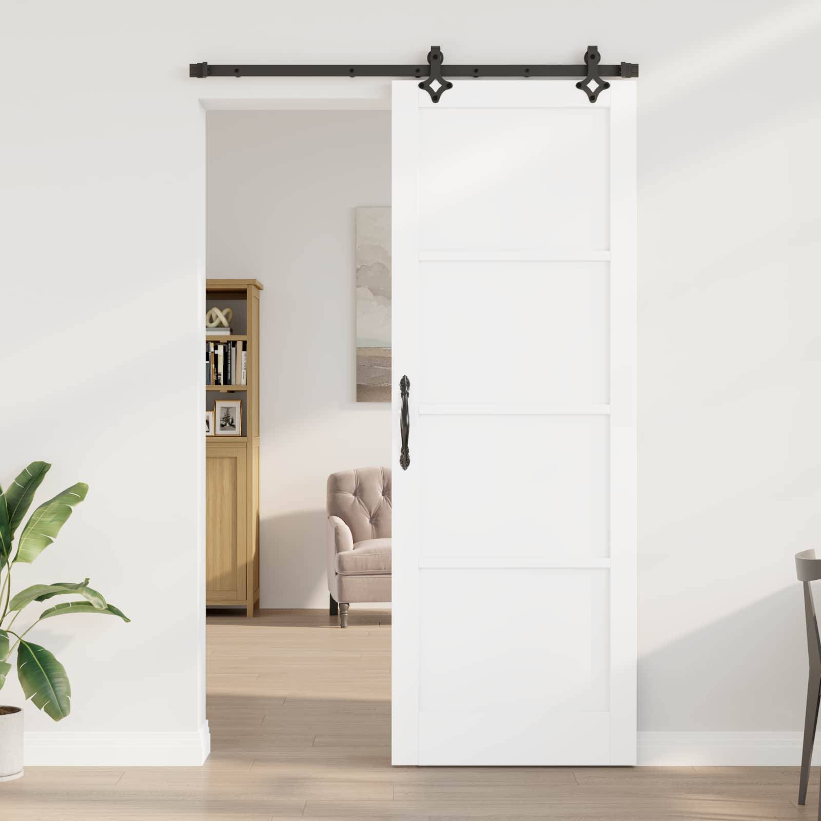 vidaXL Schiebetür ORKDAL Weiß 83 x 232 cm Massives Kiefernholz