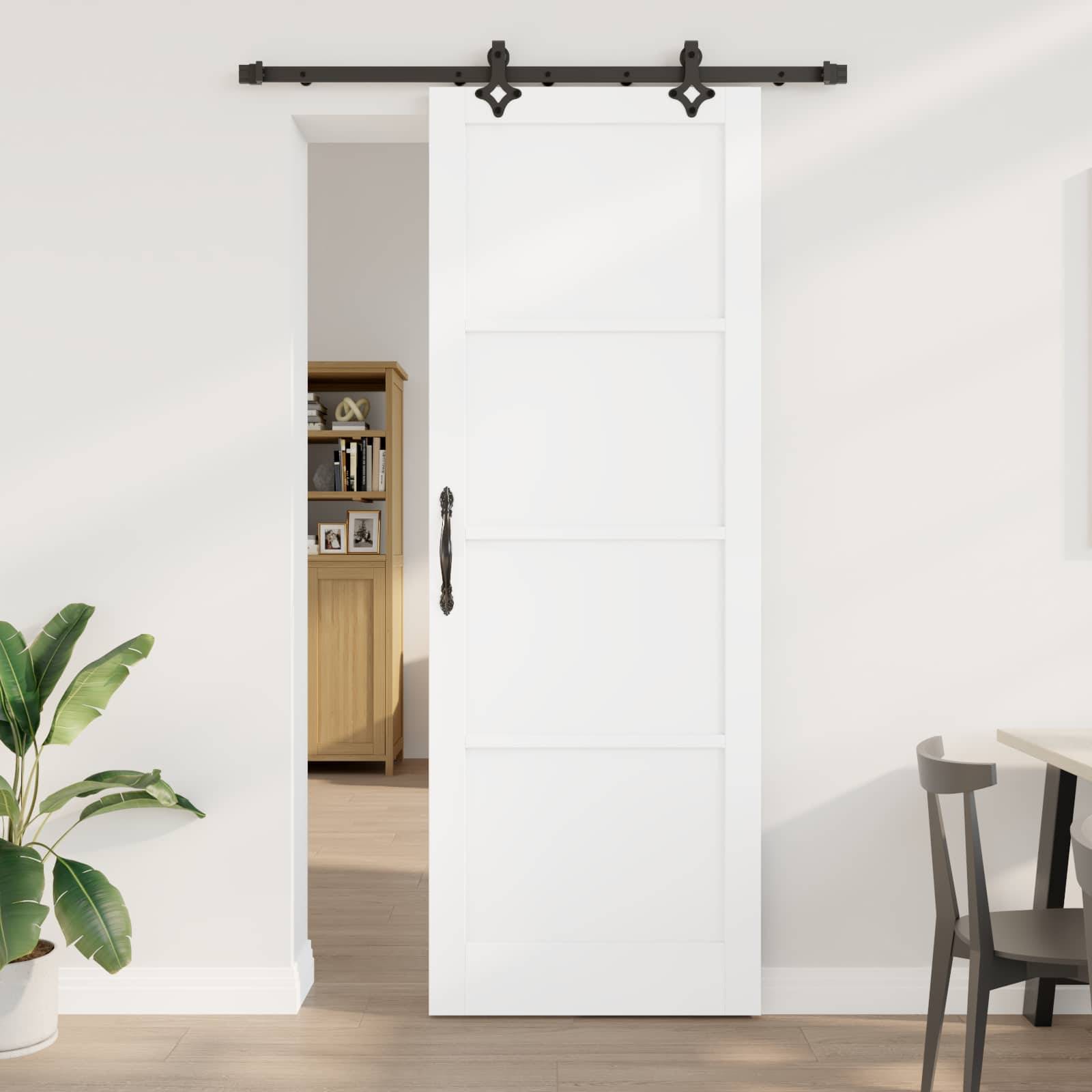vidaXL Schiebetür ORKDAL Weiß 83 x 232 cm Massives Kiefernholz
