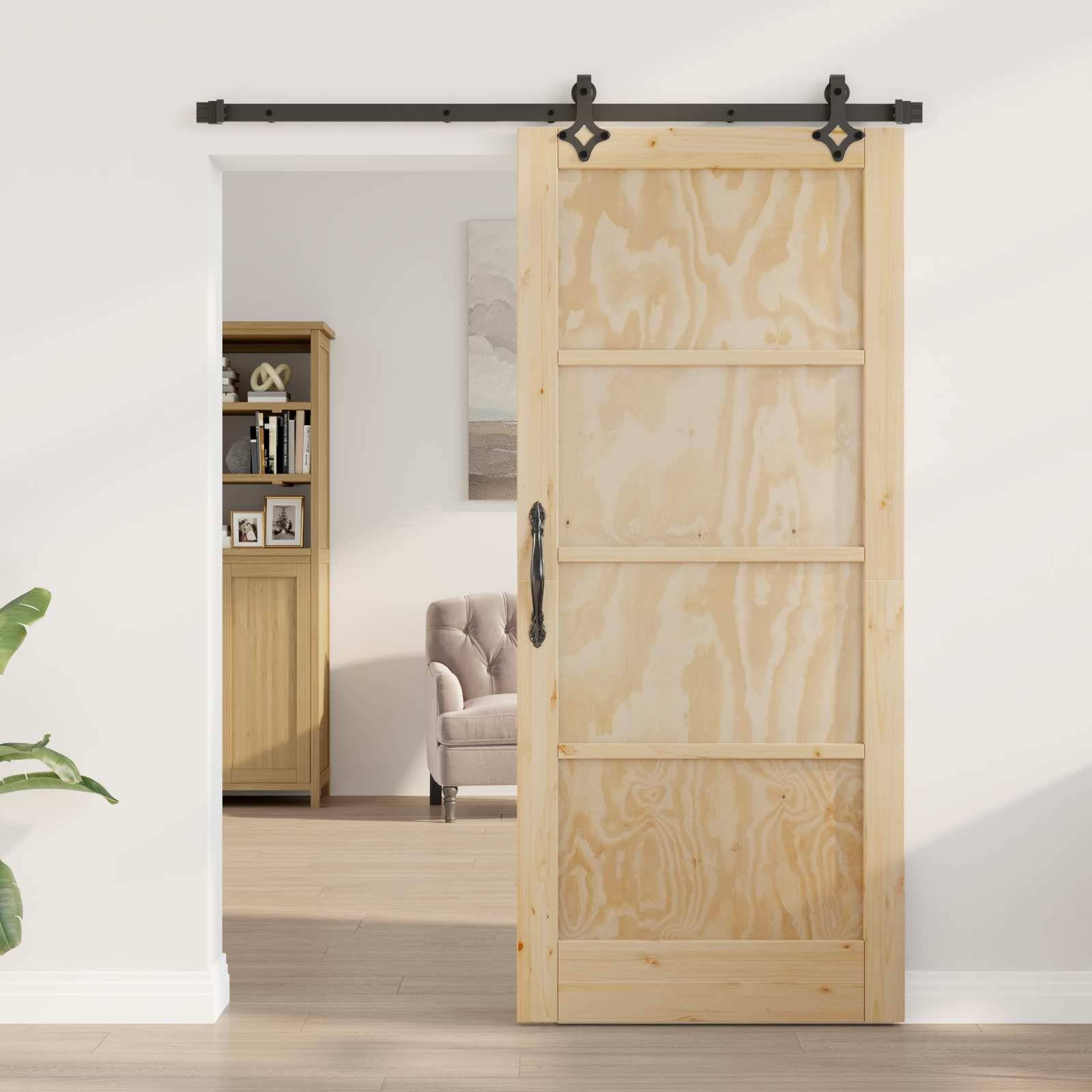 vidaXL Schiebetür ORKDAL Natur 86 x 198,5 cm Massives Kiefernholz