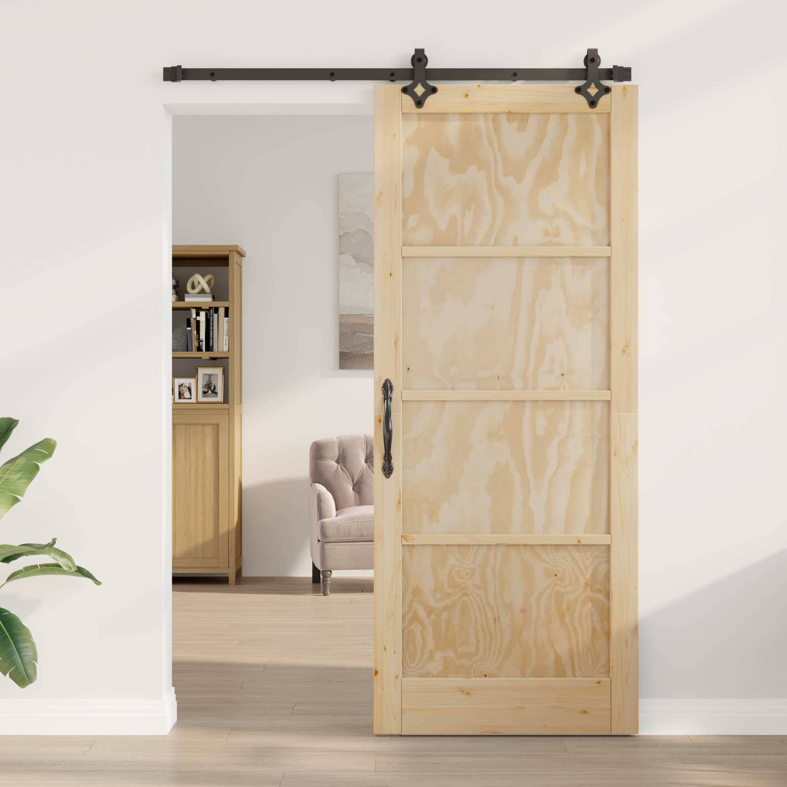 vidaXL Schiebetür ORKDAL Natur 86 x 211 cm Massives Kiefernholz