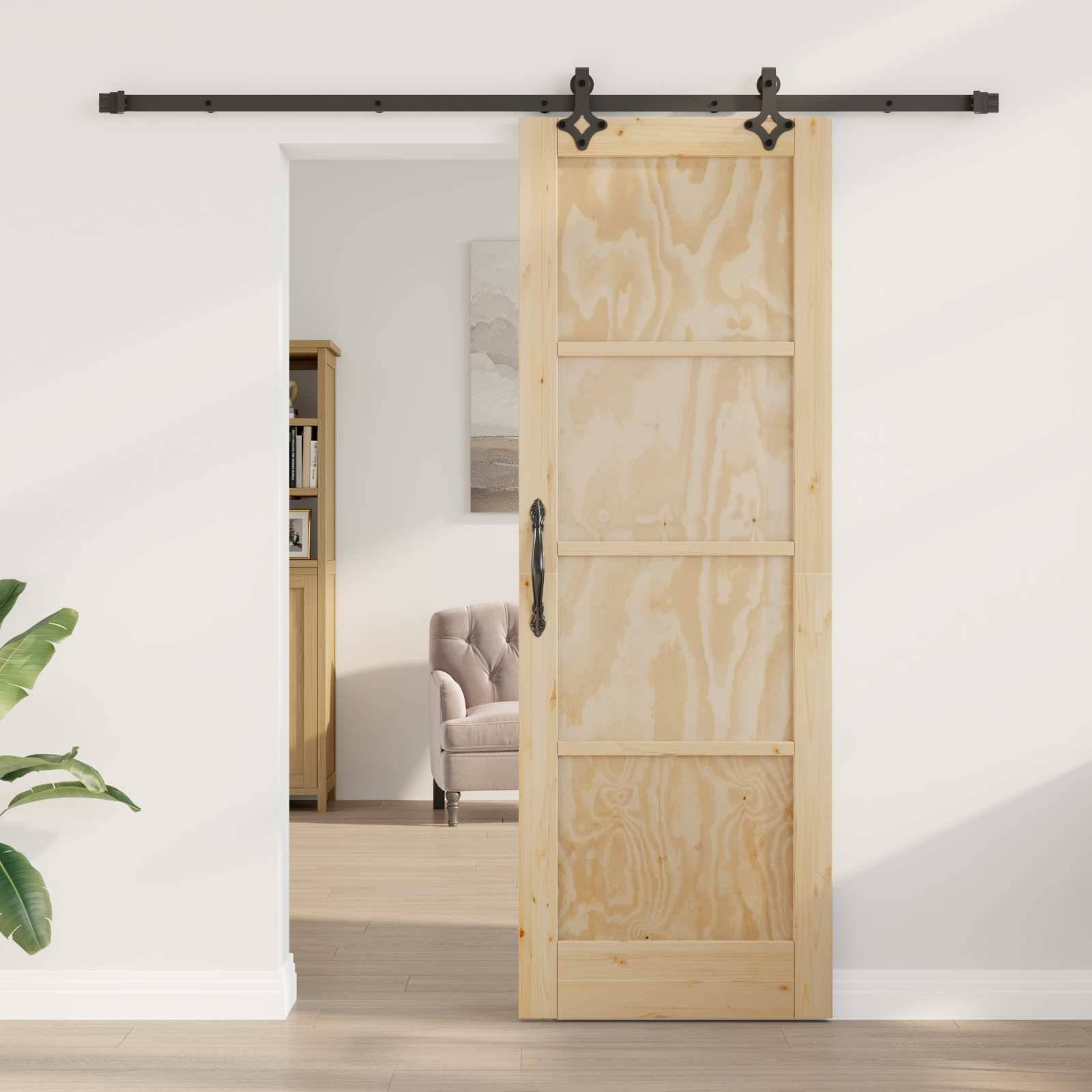 vidaXL Schiebetür ORKDAL Natur 73,5 x 211 cm Massives Kiefernholz