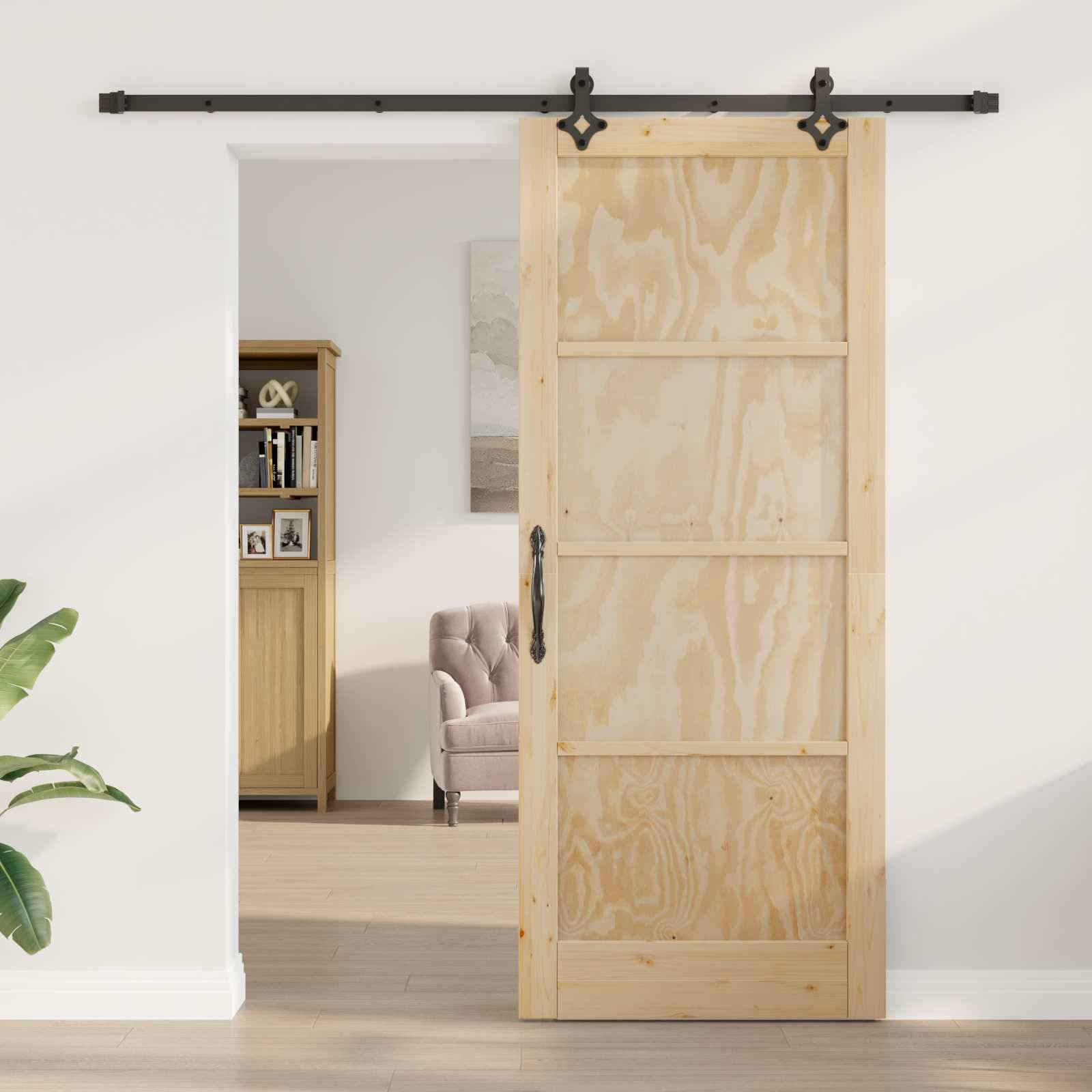 vidaXL Schiebetür ORKDAL Natur 86 x 211 cm Massives Kiefernholz