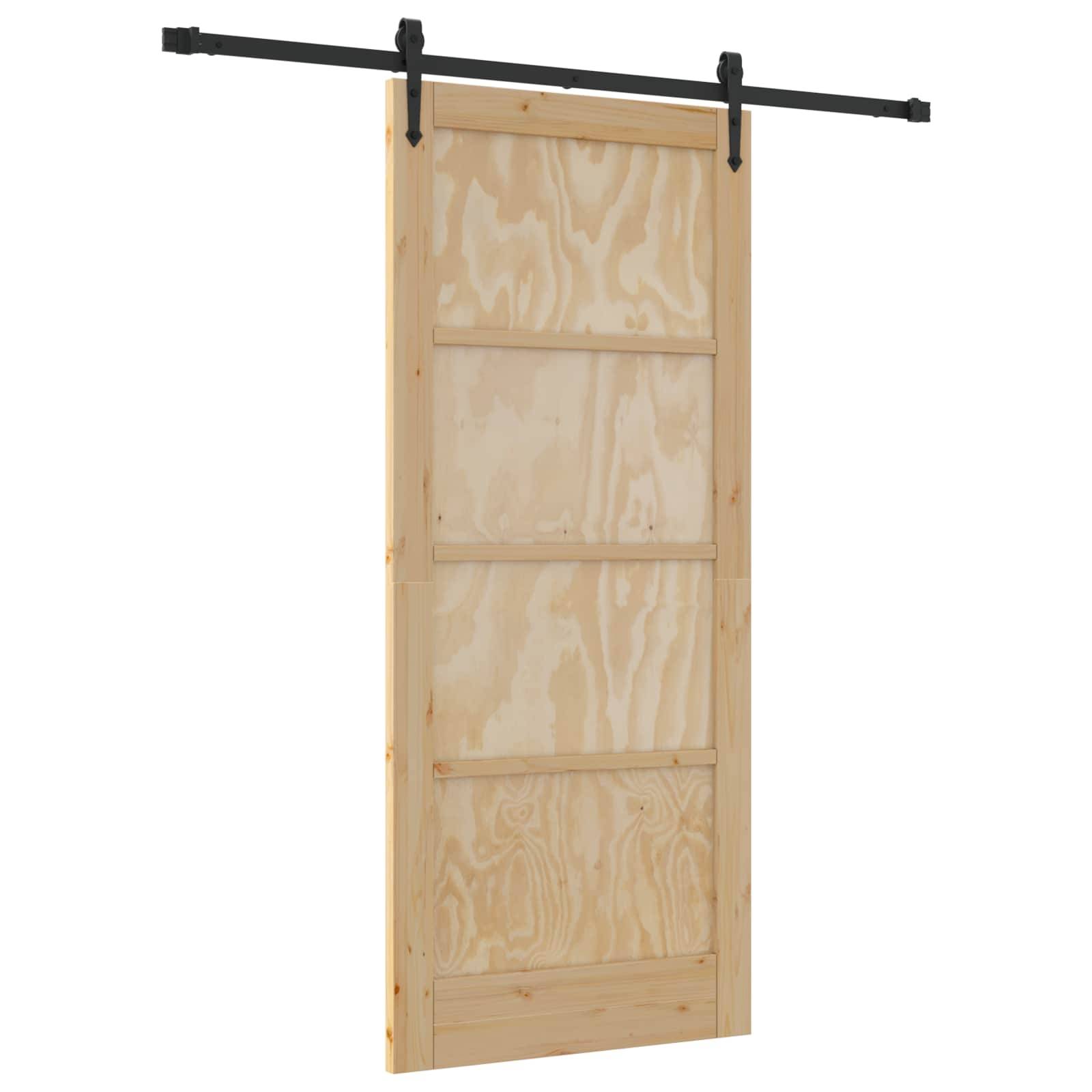 vidaXL Schiebetür ORKDAL Natürlich und Schwarz 86 x 198,5 cm