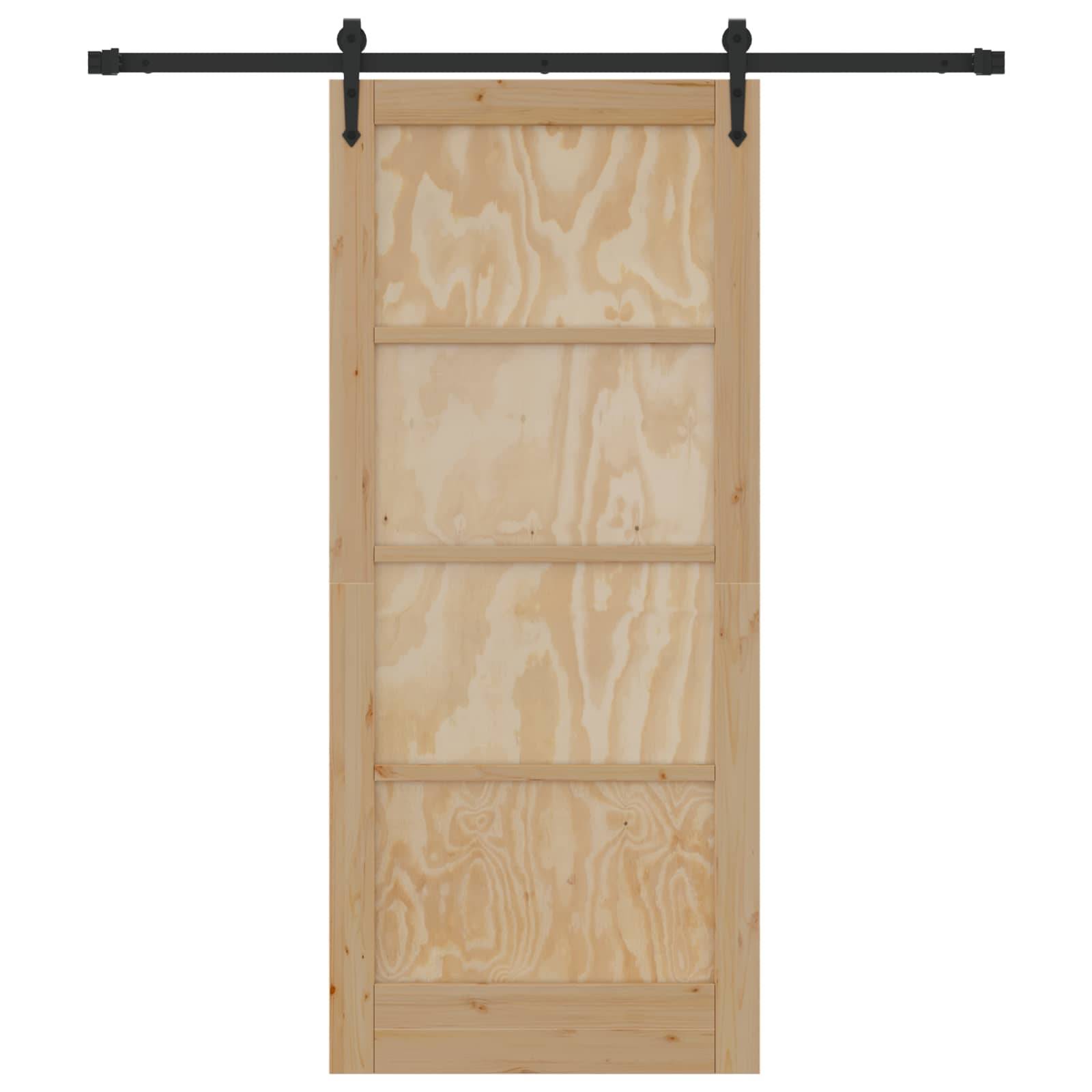 vidaXL Schiebetür ORKDAL Natürlich und Schwarz 86 x 198,5 cm