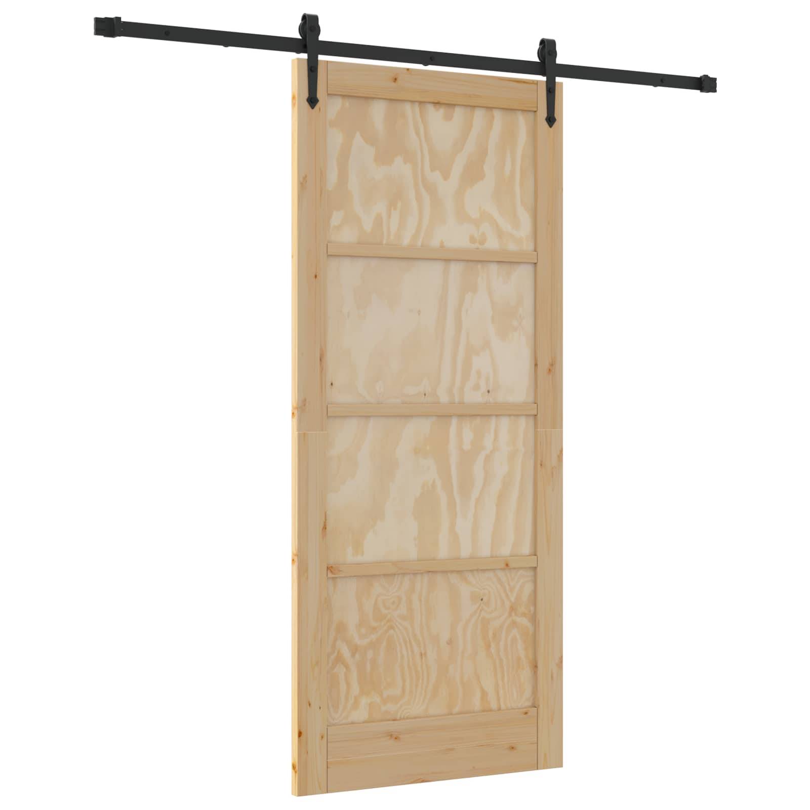 vidaXL Schiebetür ORKDAL Natürlich und Schwarz 86 x 198,5 cm