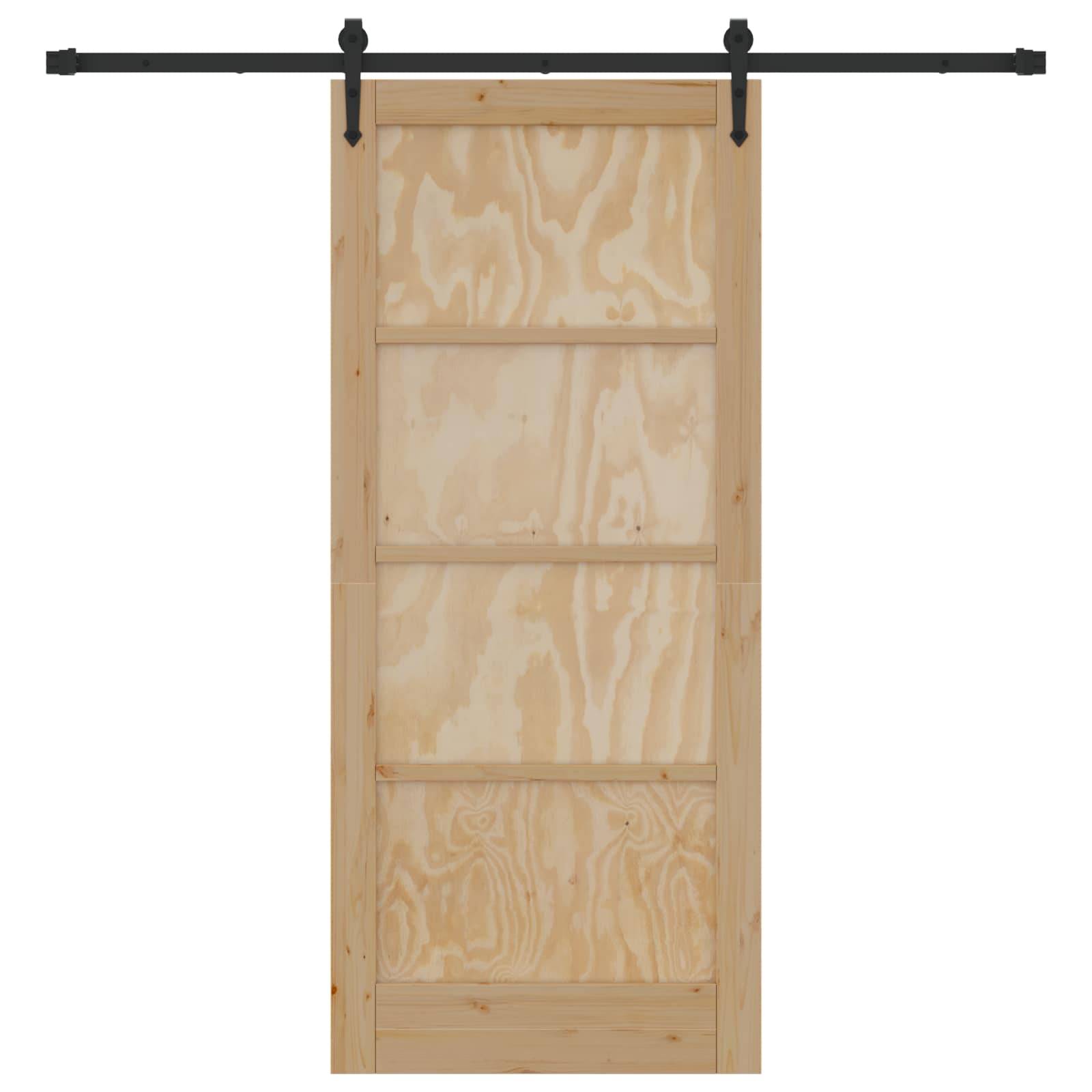 vidaXL Schiebetür ORKDAL Natürlich und Schwarz 86 x 198,5 cm