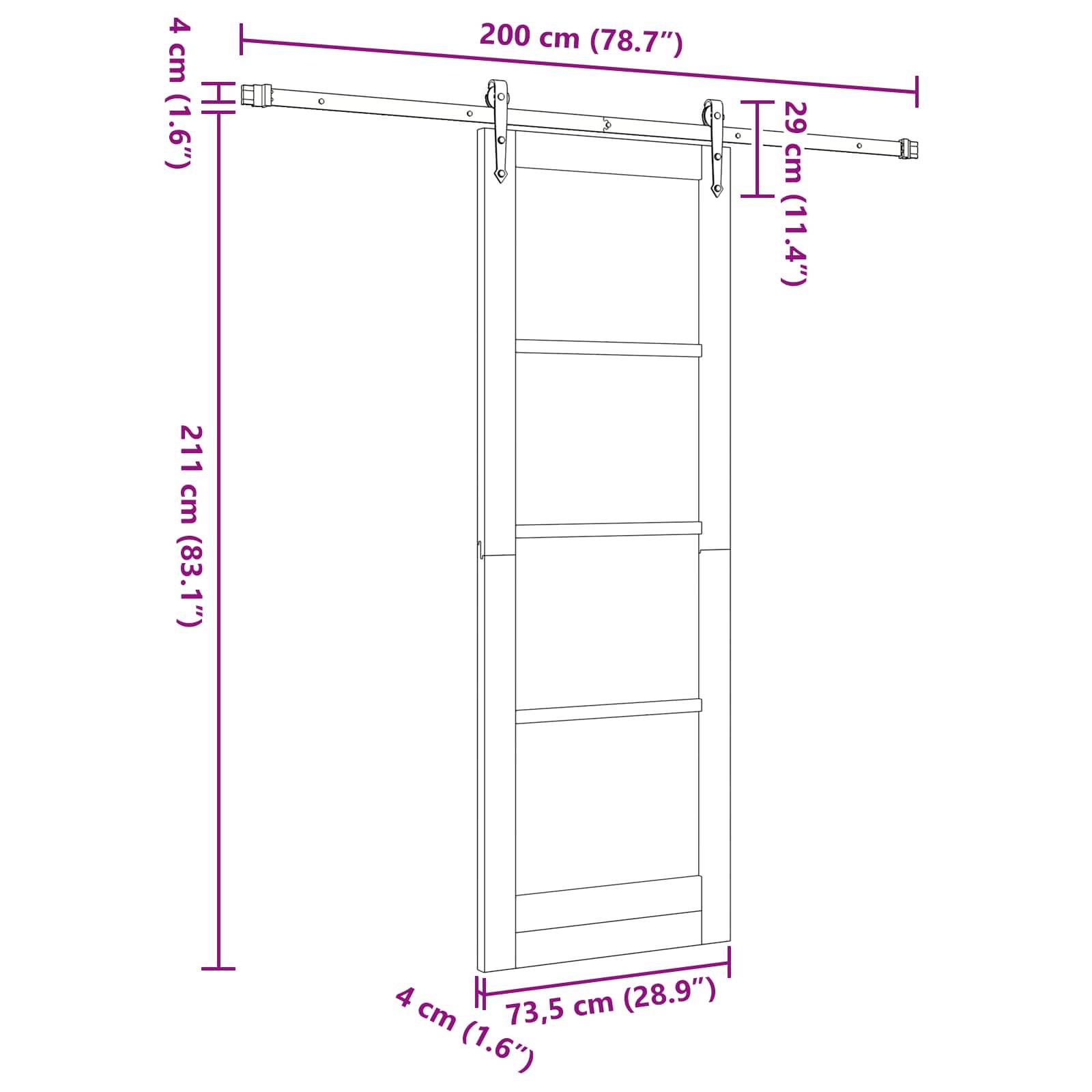 vidaXL Schiebetür ORKDAL Natürlich und Weiß 73,5 x 211 cm