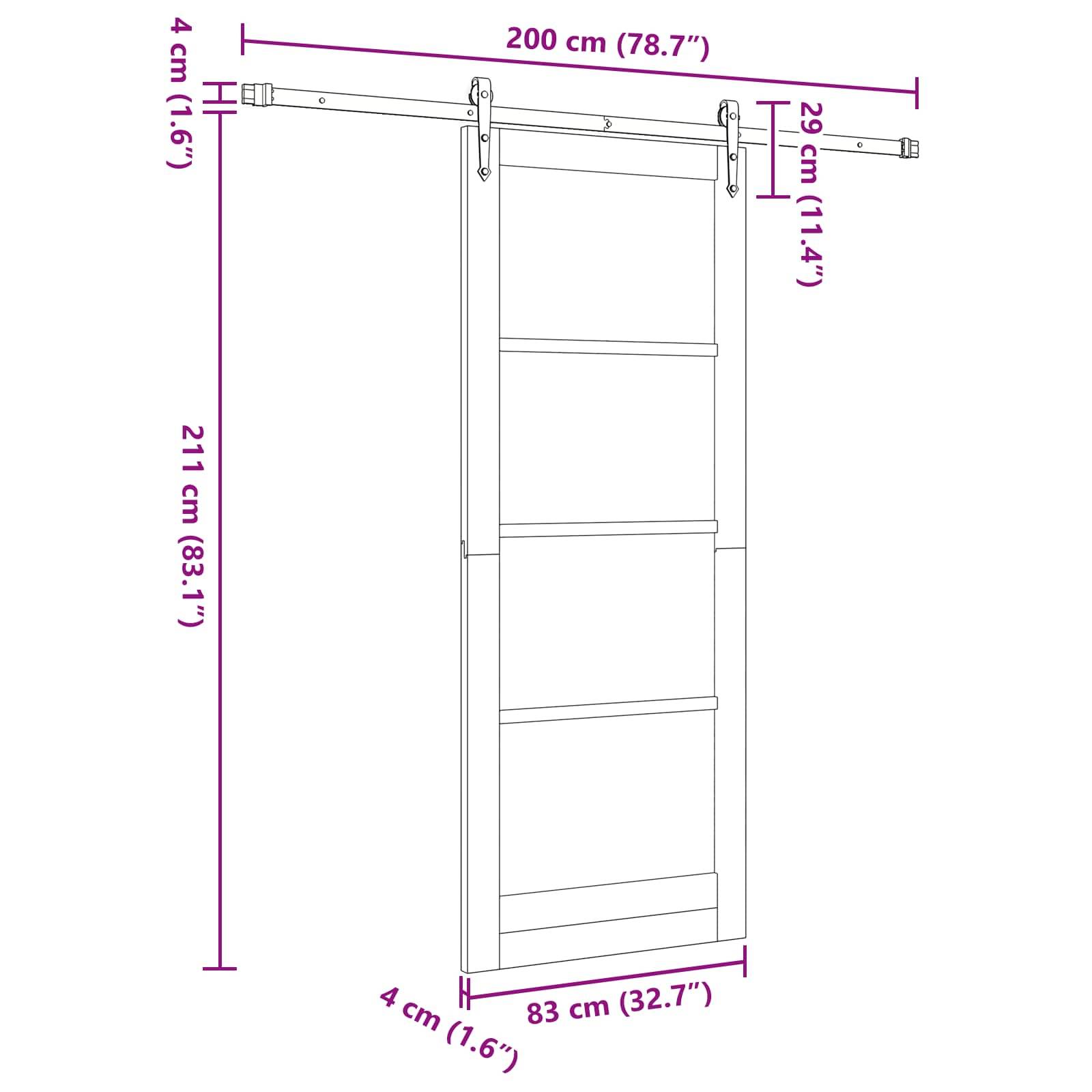 vidaXL Schiebetür ORKDAL Natürlich und Weiß 83 x 211 cm