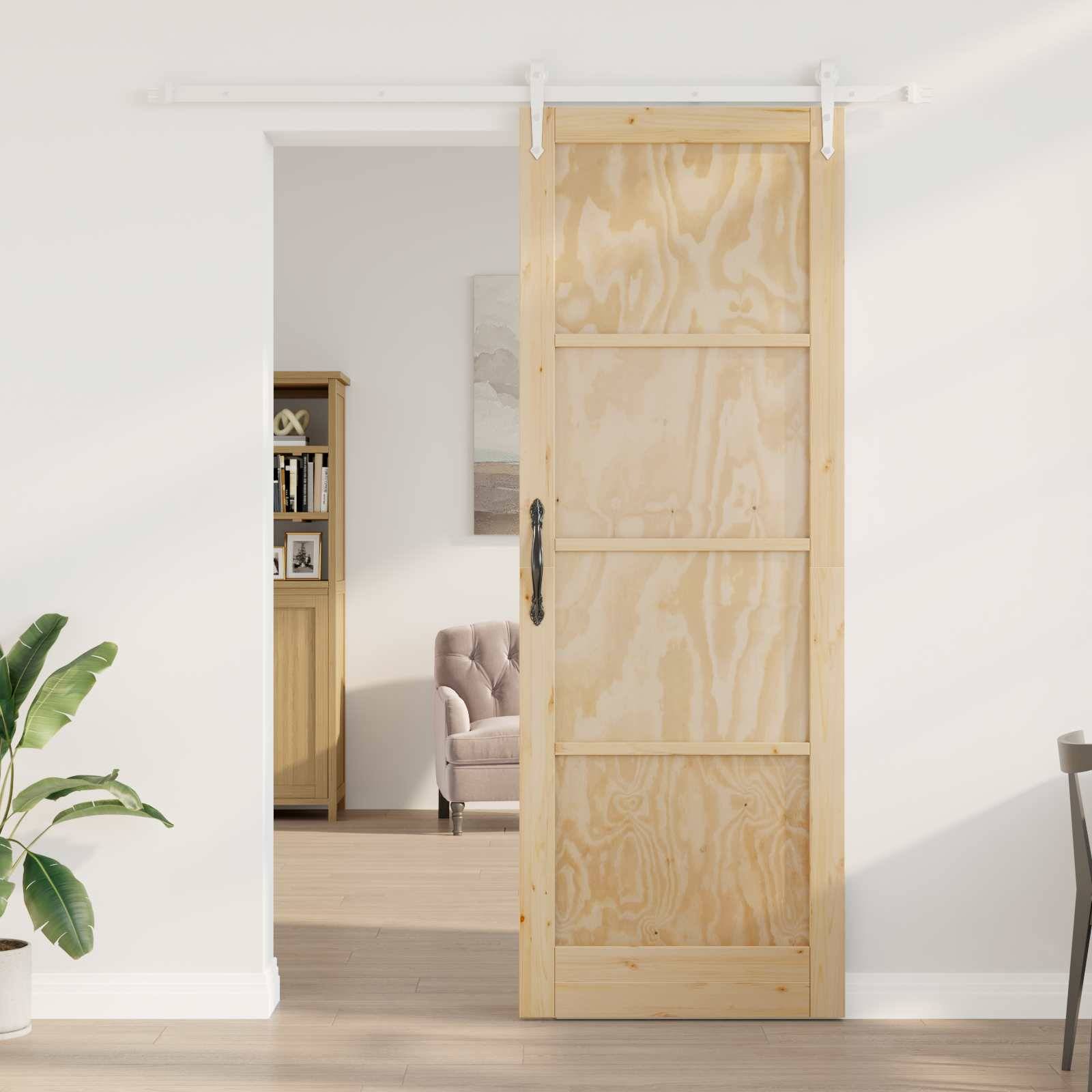 vidaXL Schiebetür ORKDAL Natürlich und Weiß 83 x 232 cm