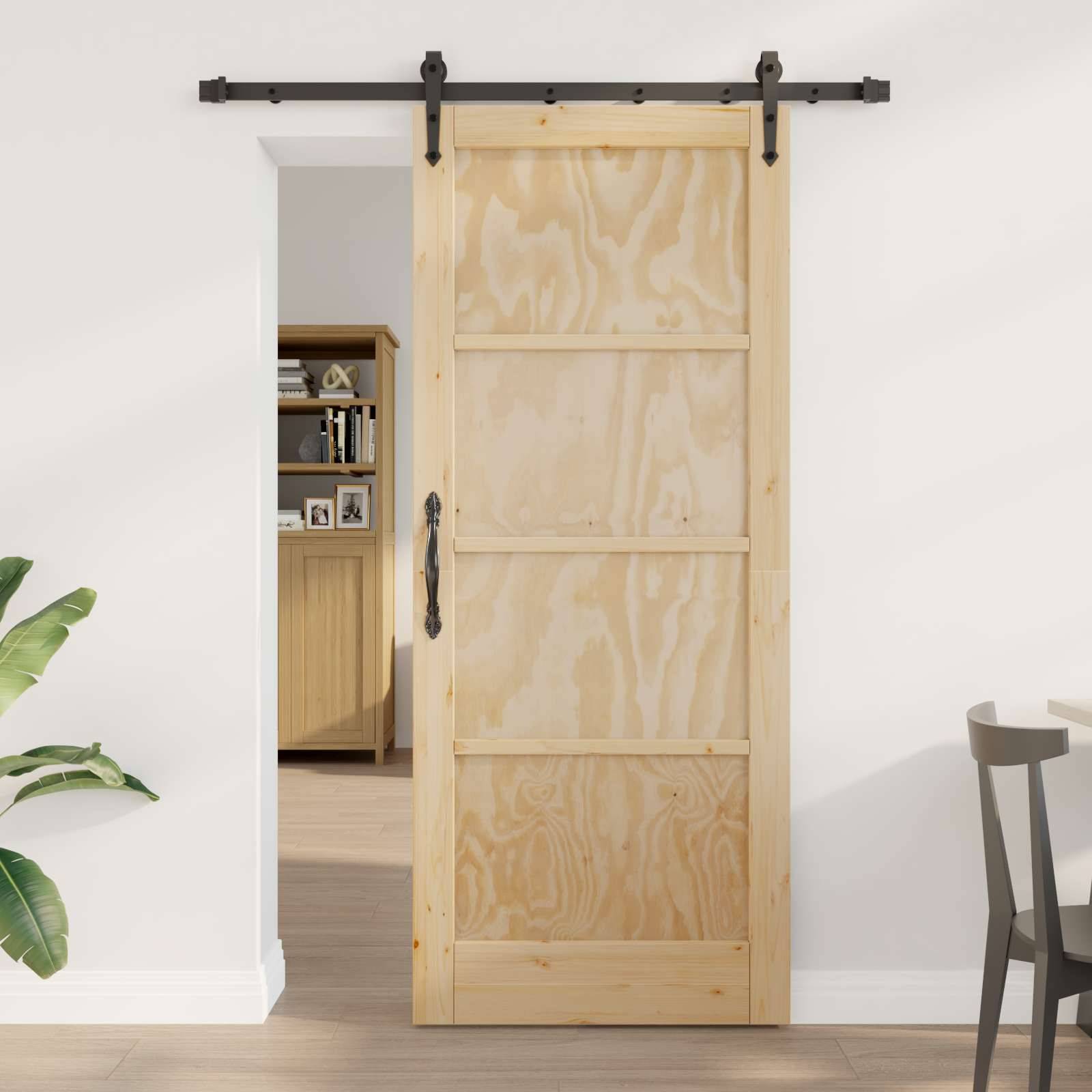 vidaXL Schiebetür ORKDAL Natur 83 x 202 cm Massives Kiefernholz