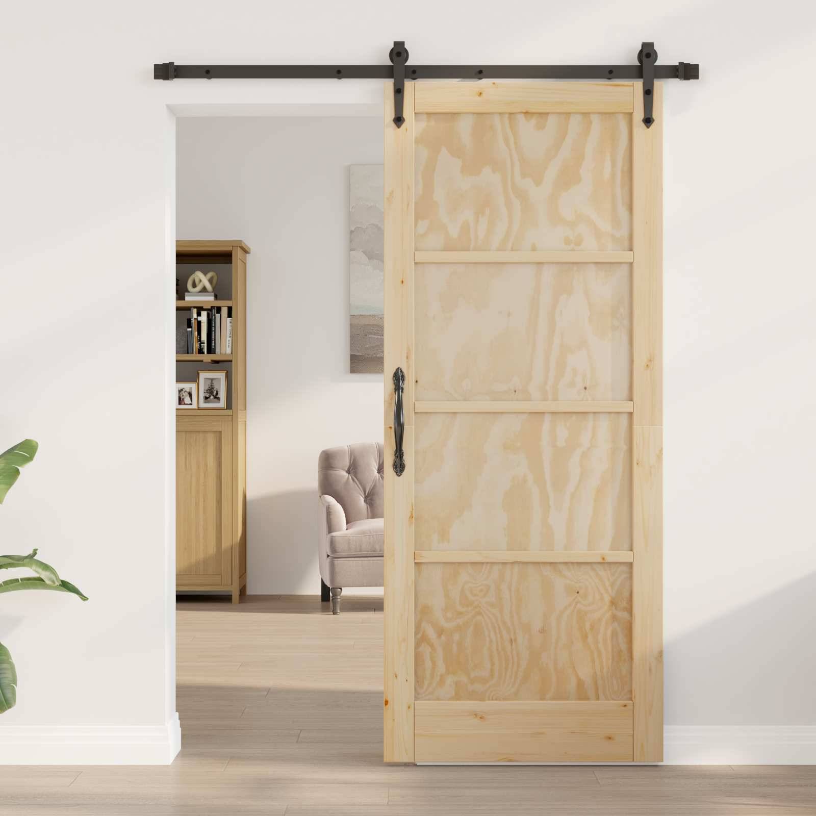 vidaXL Schiebetür ORKDAL Natur 83 x 202 cm Massives Kiefernholz
