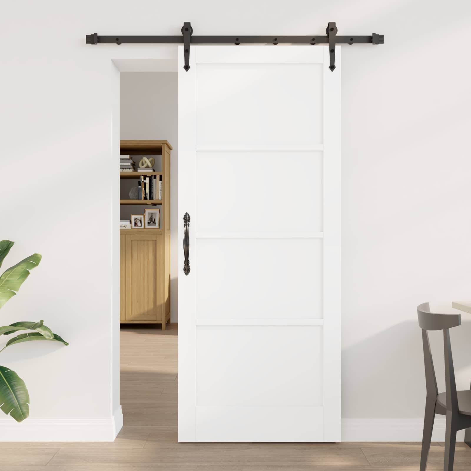 vidaXL Schiebetür ORKDAL Weiß 83 x 202 cm Massives Kiefernholz