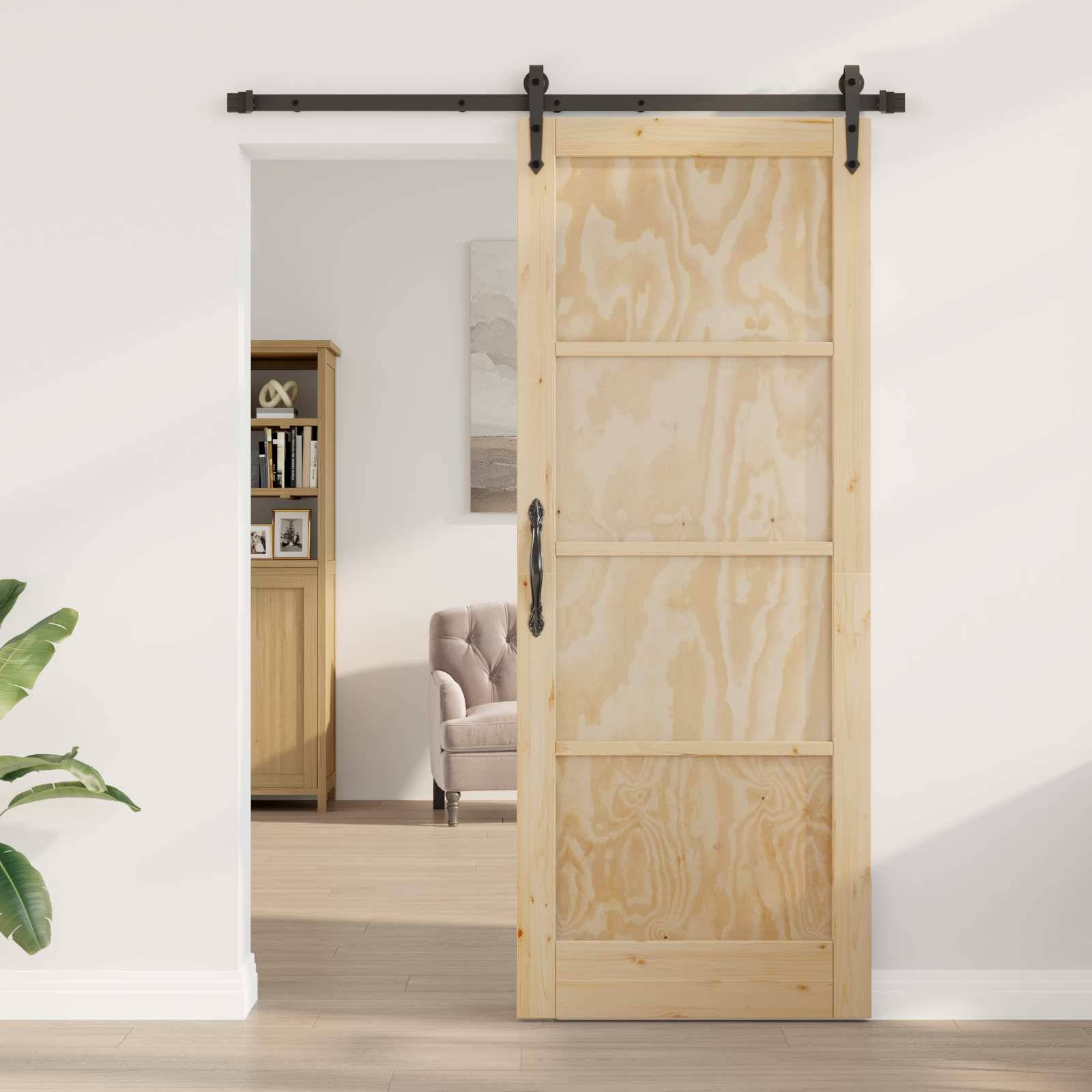 vidaXL Schiebetür ORKDAL Natur 83 x 211 cm Massives Kiefernholz